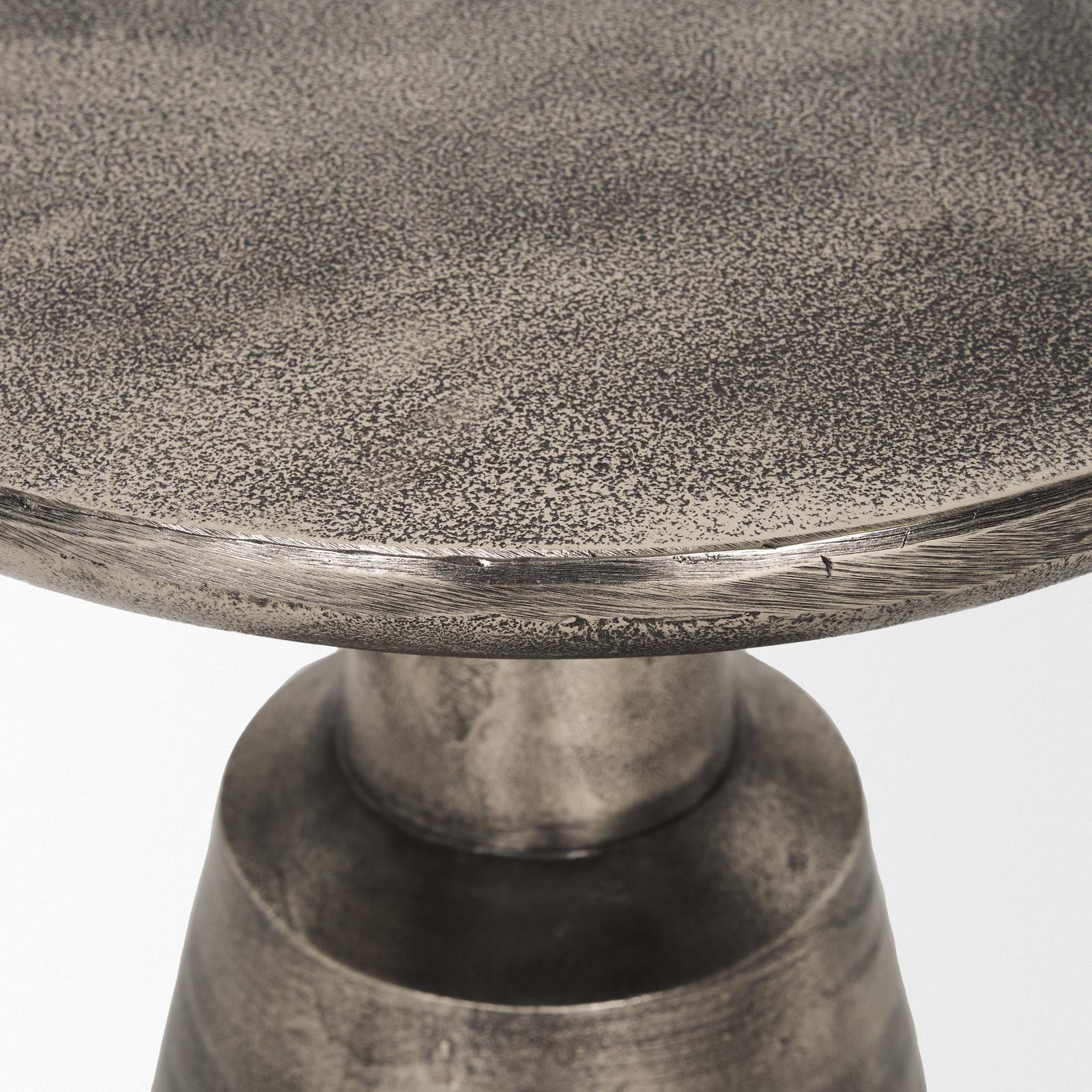 Mercana Bobbi Textured Polished Nickel Cast Aluminum Metal Accent Table
