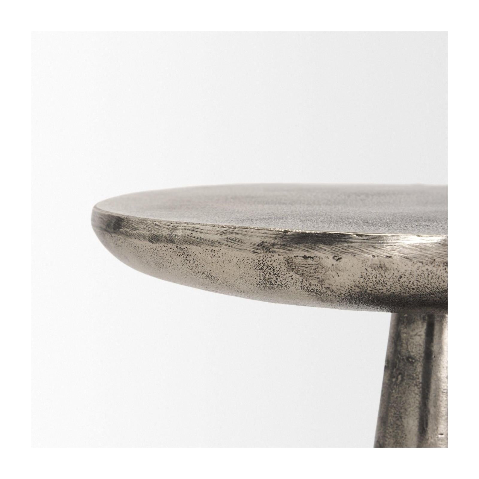 Mercana Bobbi Textured Polished Nickel Cast Aluminum Metal Accent Table