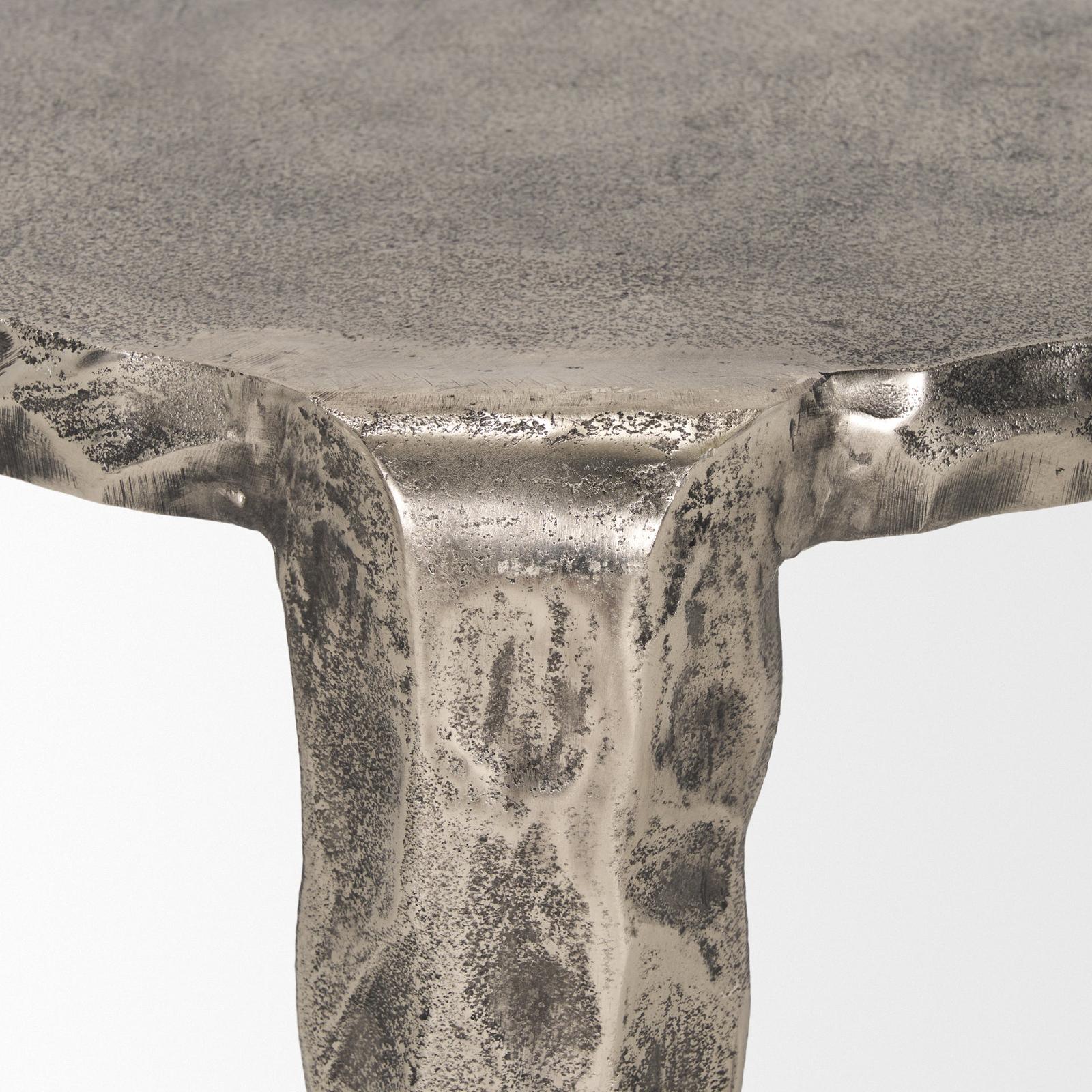 Mercana Randy Textured Silver Nickel Cast Aluminum Metal Accent Table Clearance