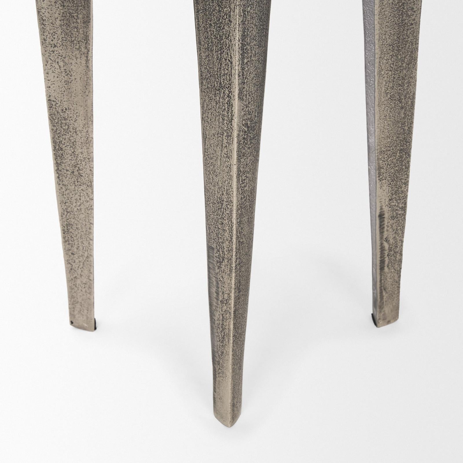 Mercana Maggie Textured Silver Nickel Cast Aluminum Metal Accent Table