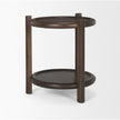Mercana Romi Dark Brown Wood w/ Bottom Shelf Round Accent Table