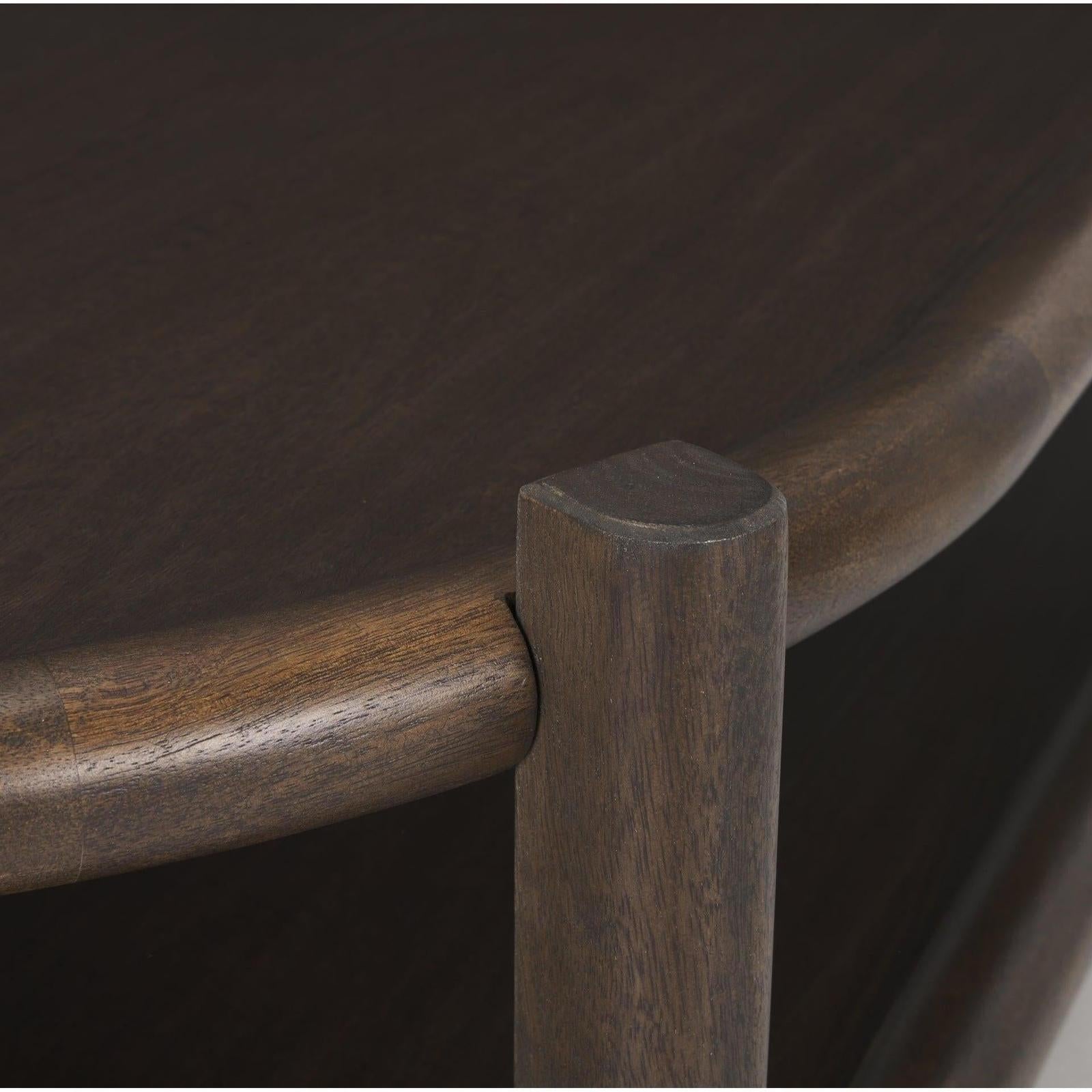 Mercana Romi Dark Brown Wood w/ Bottom Shelf Oval Coffee Table