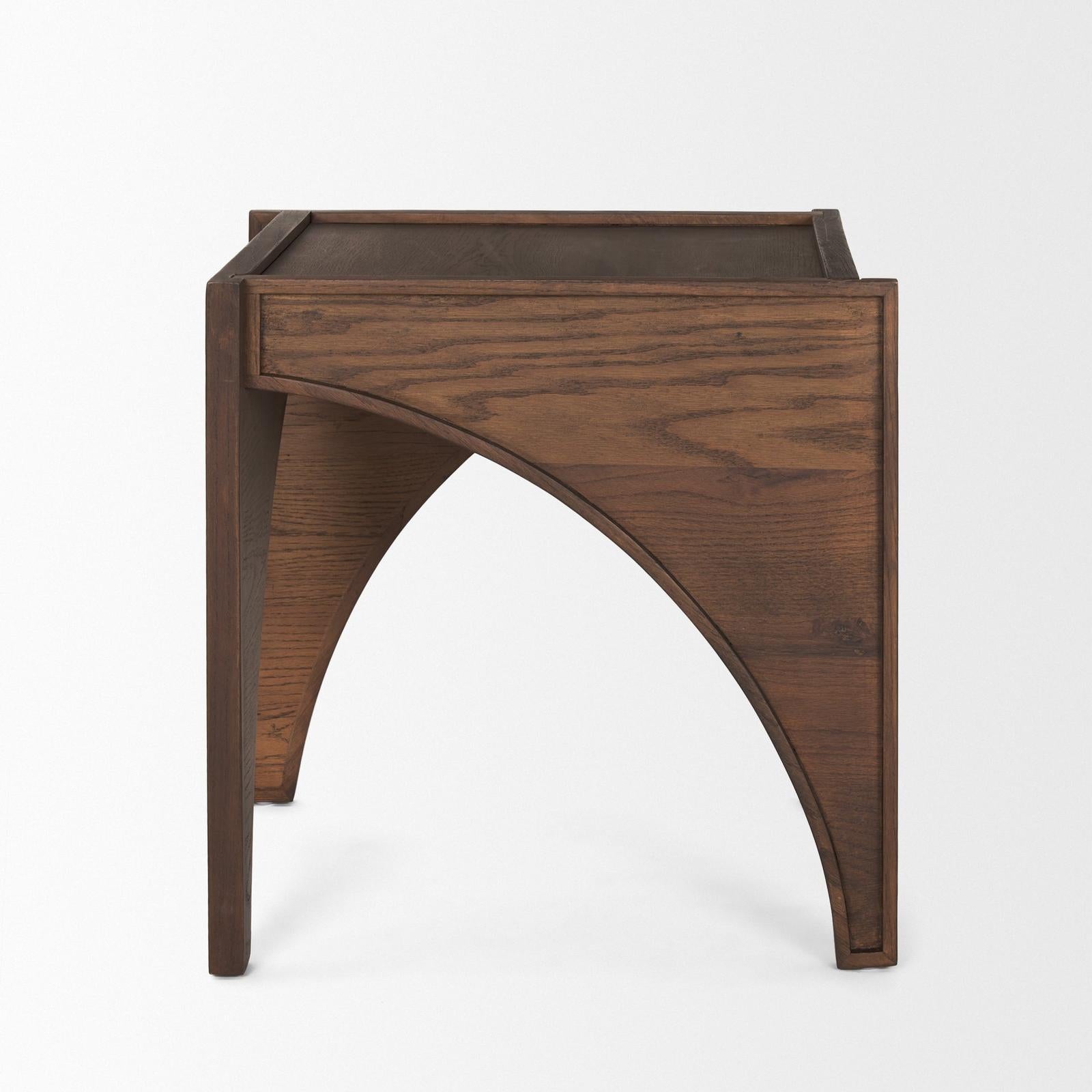 Mercana Laraya Medium Brown Wood w/ Arches End Table