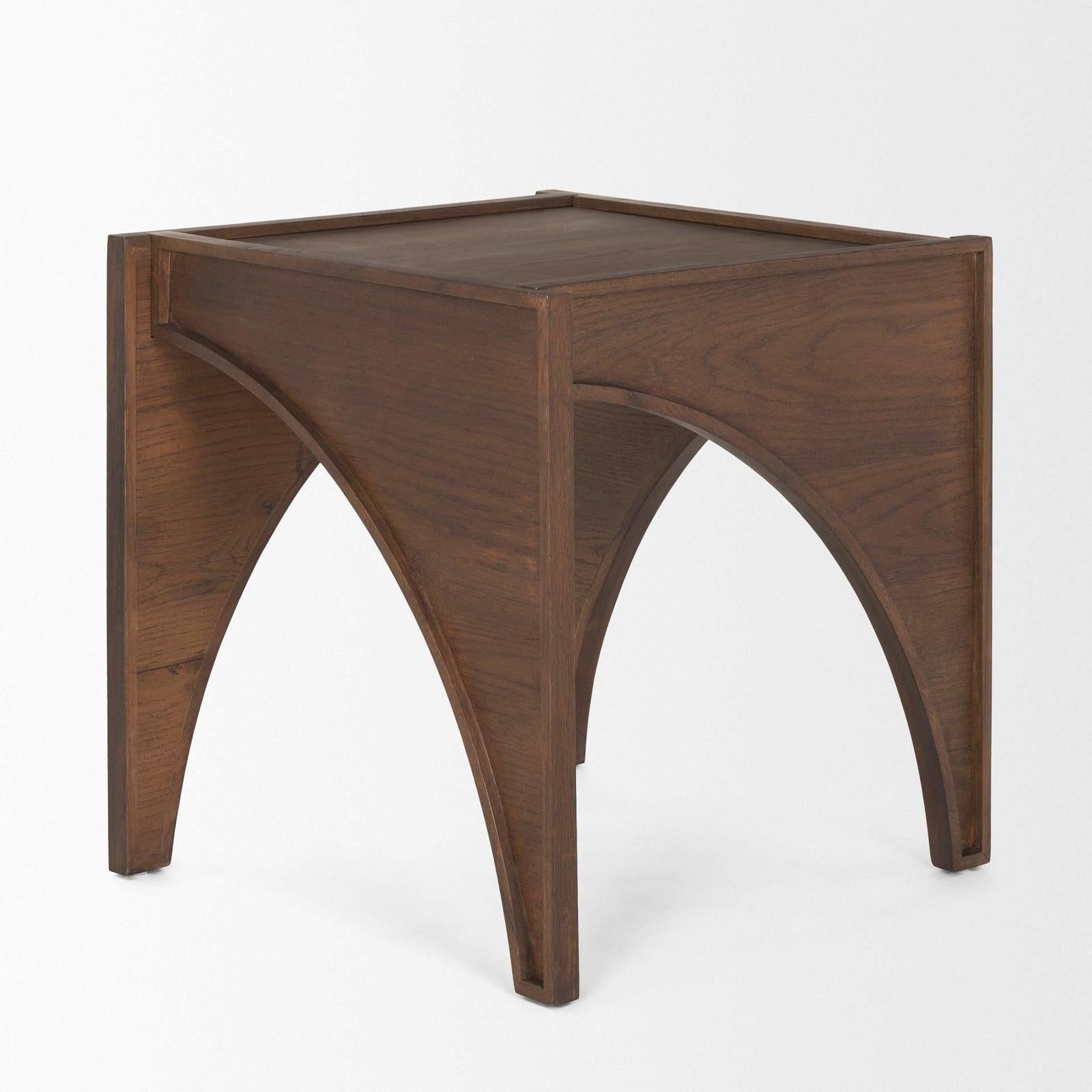 Mercana Laraya Medium Brown Wood w/ Arches End Table