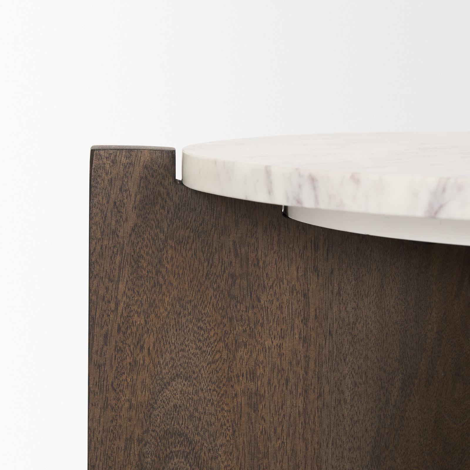 Mercana Bianca Wood w/ Marble Round Accent Table