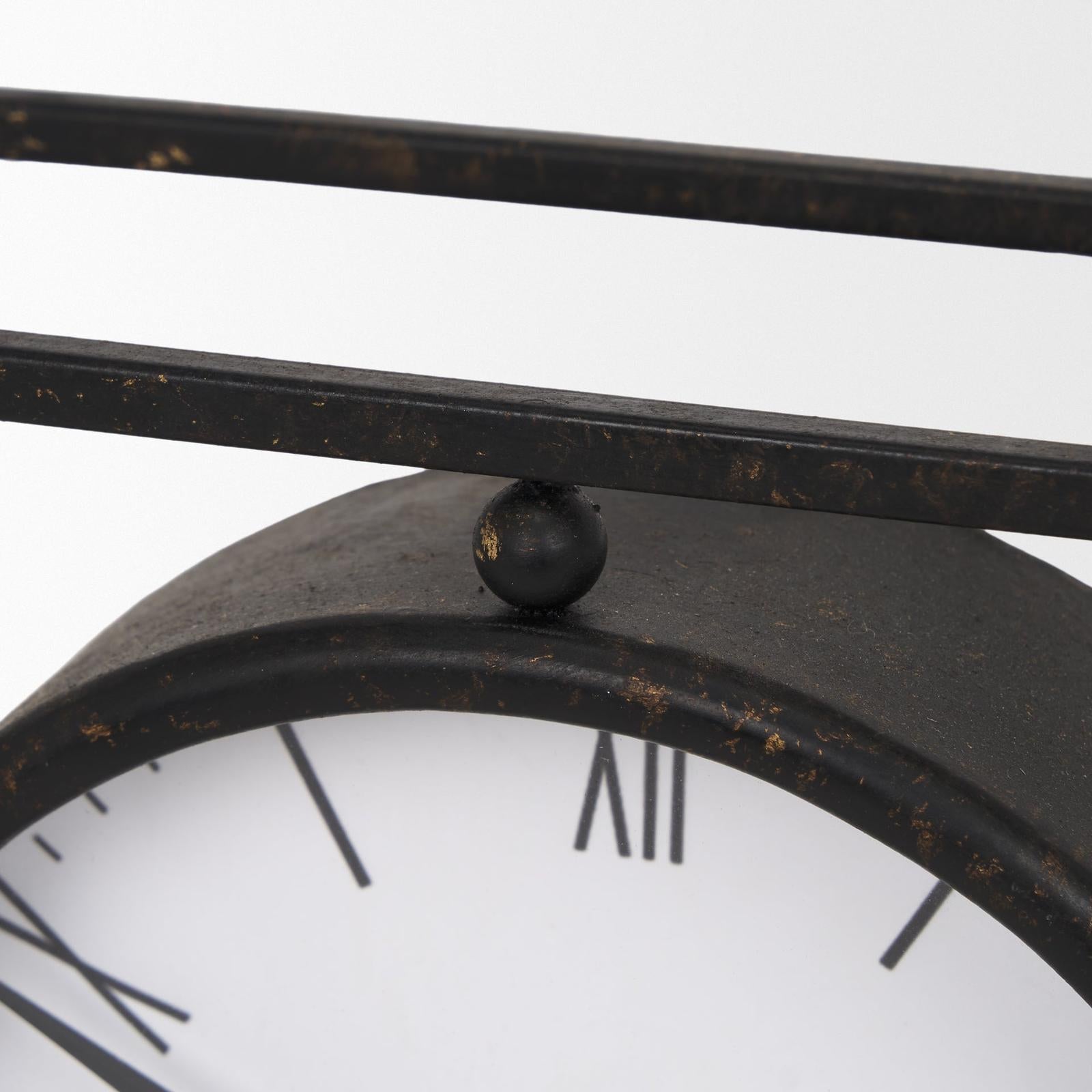 Mercana Raisa Black w/ Gold Antiquing Metal Table Clock