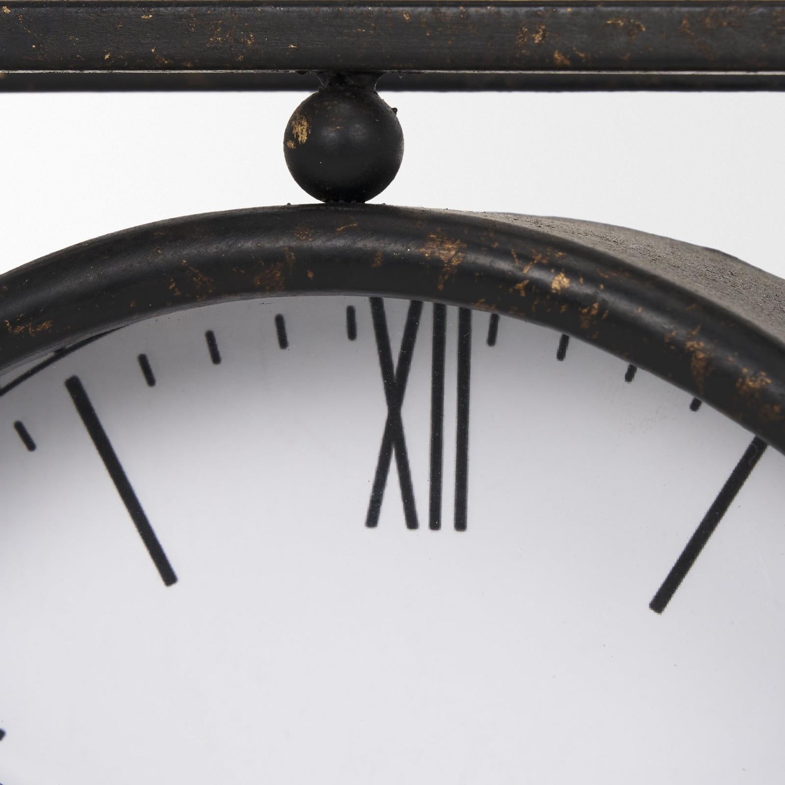 Mercana Raisa Black w/ Gold Antiquing Metal Table Clock