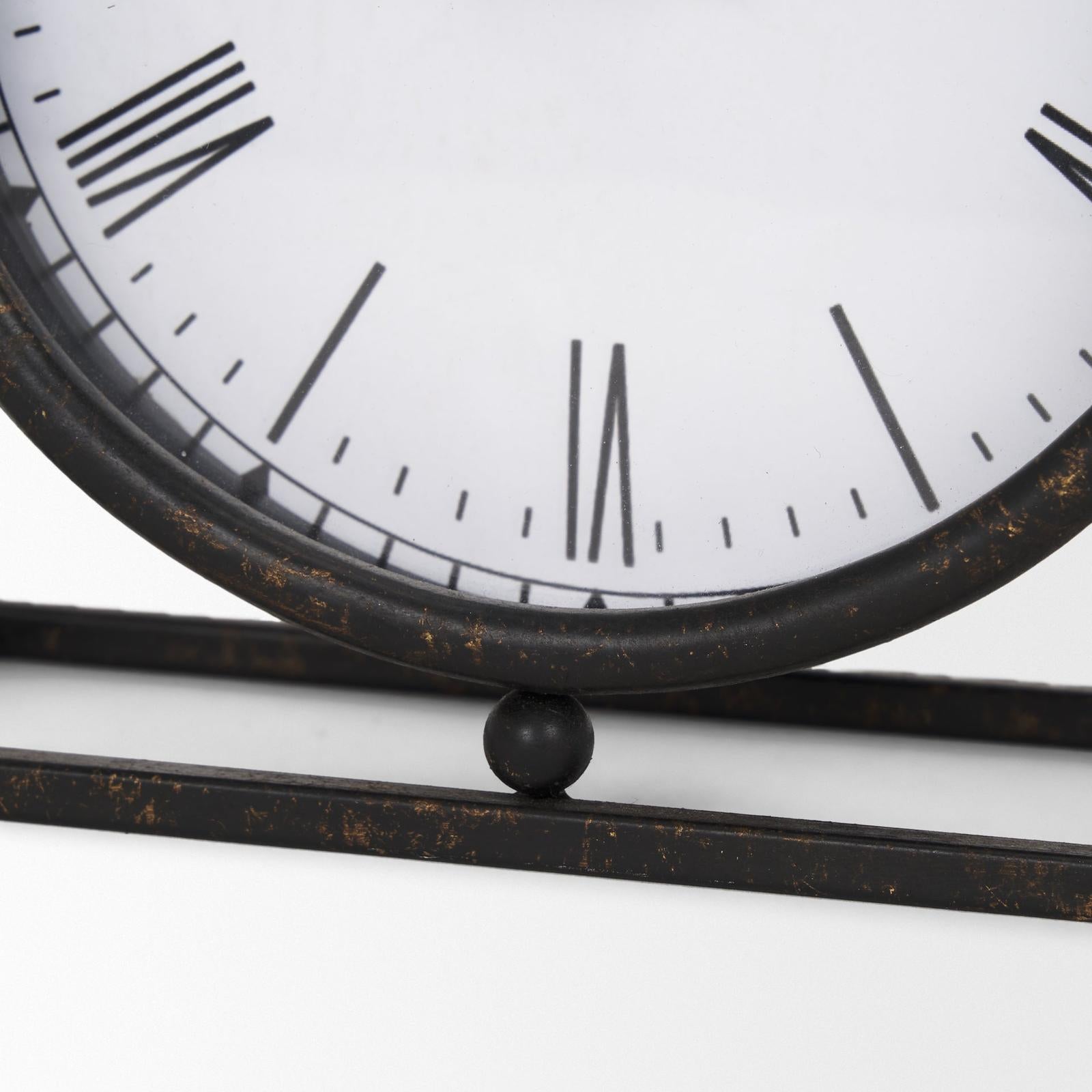 Mercana Raisa Black w/ Gold Antiquing Metal Table Clock