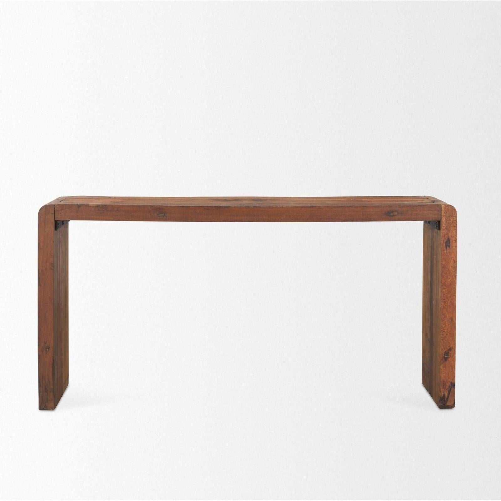 Mercana Estelle Rustic Brown Reclaimed Wood Console Table