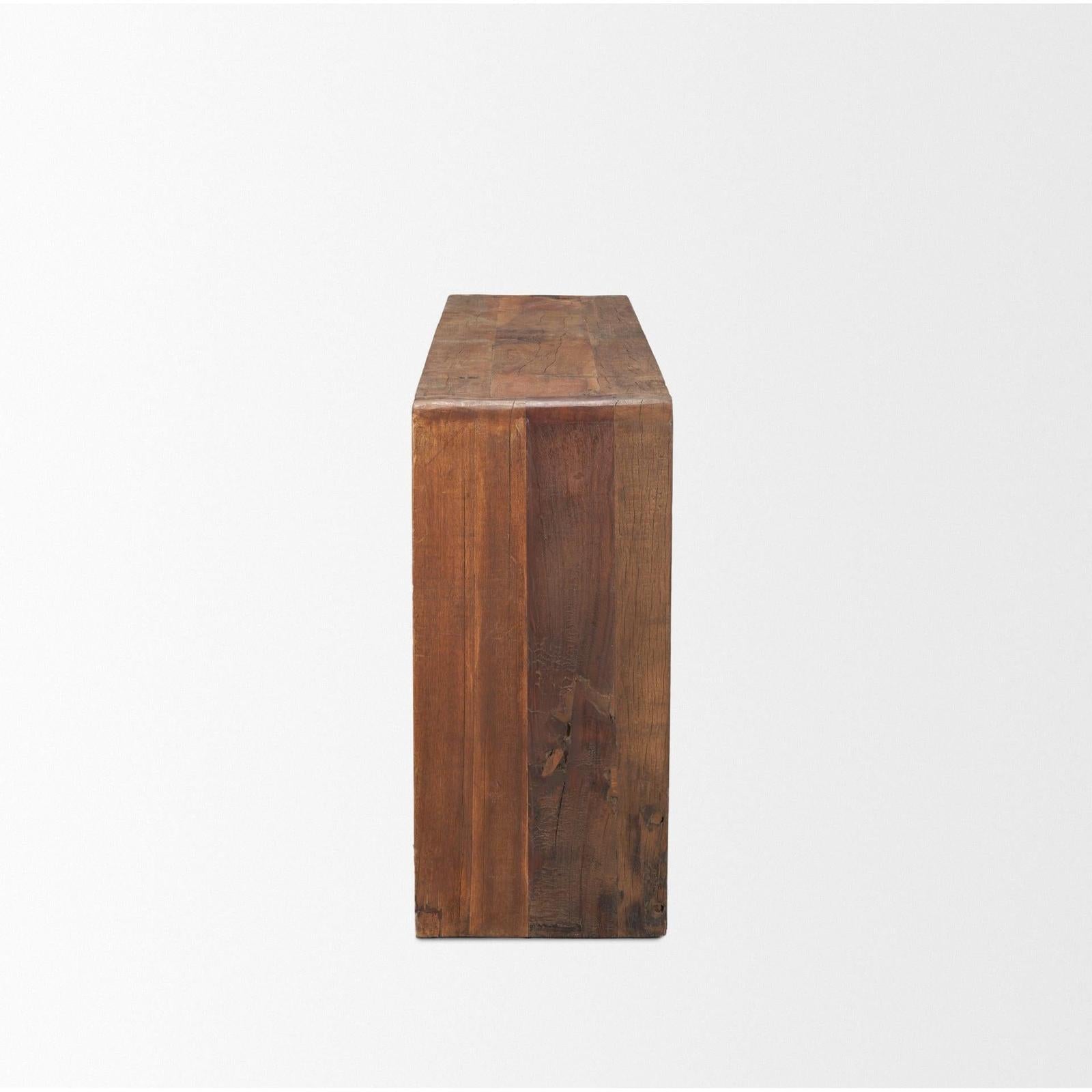 Mercana Estelle Rustic Brown Reclaimed Wood Console Table