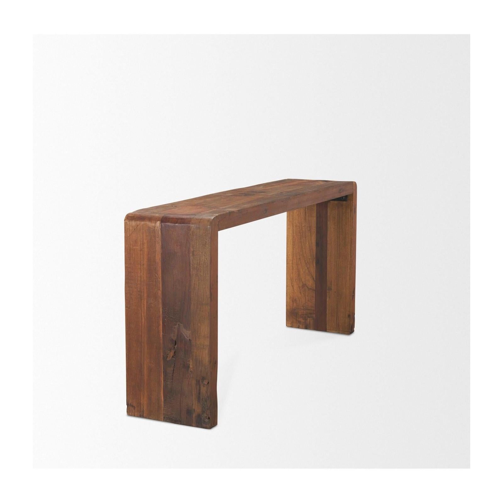 Mercana Estelle Rustic Brown Reclaimed Wood Console Table