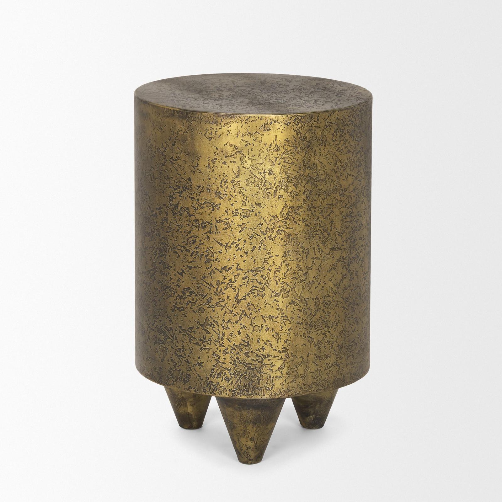 Mercana Rosh Textured Gold Metal w/ Acid Wash Accent Table