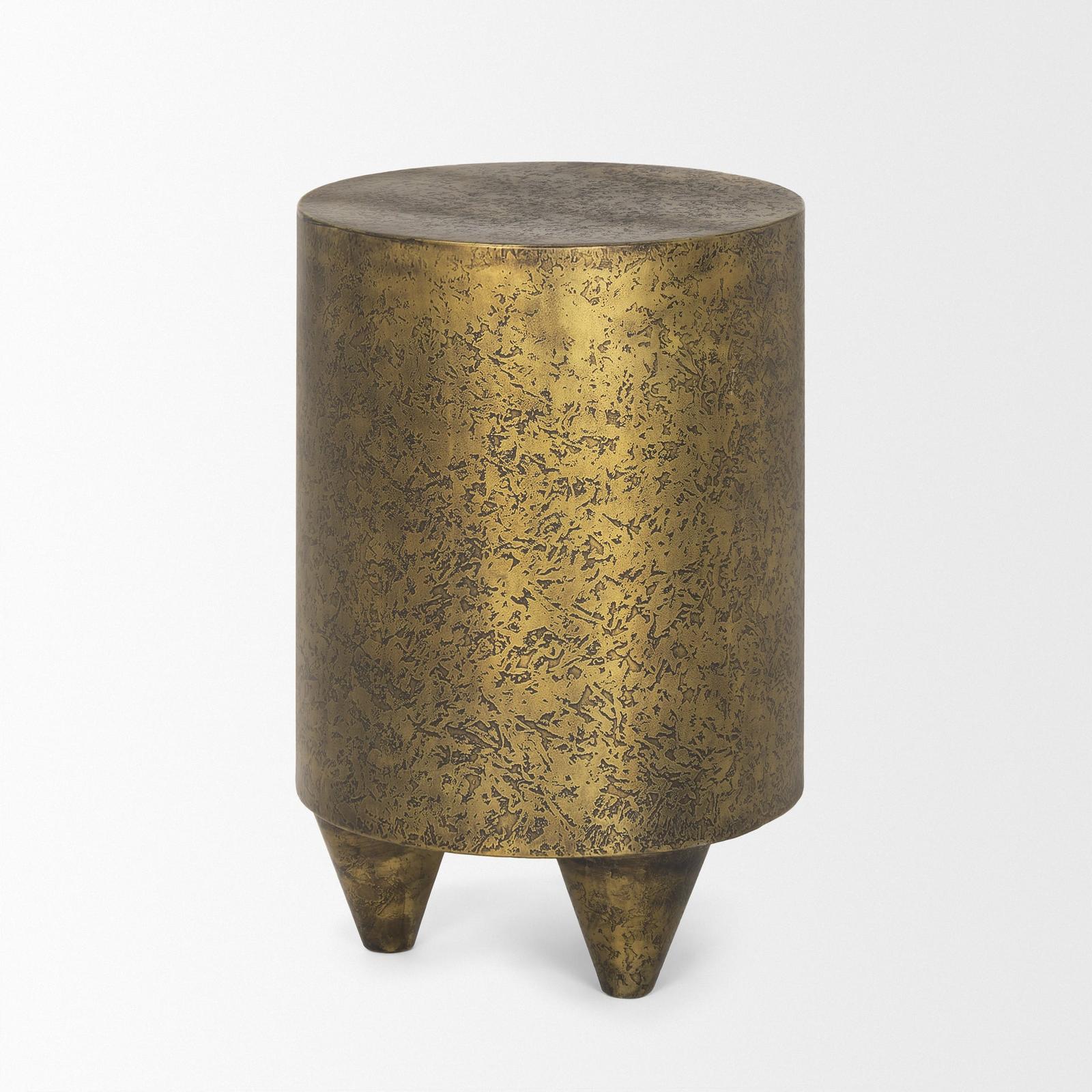 Mercana Rosh Textured Gold Metal w/ Acid Wash Accent Table