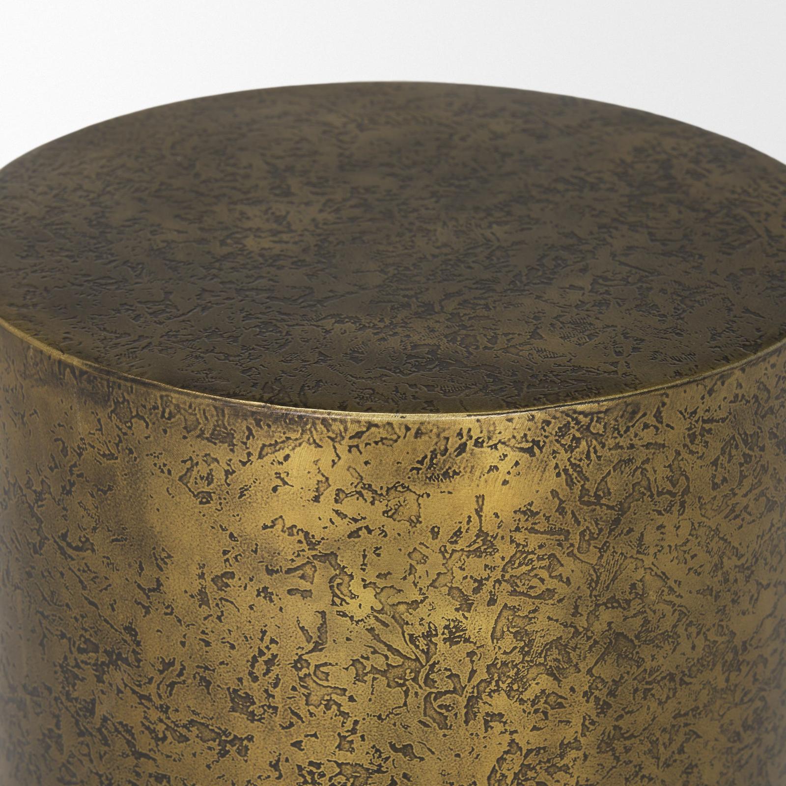 Mercana Rosh Textured Gold Metal w/ Acid Wash Accent Table