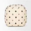 Mercana Saanvi Wool w/ Cream and Black Stitched Cross Patterned Pouf Clearance
