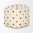 Mercana Saanvi Wool w/ Cream and Black Stitched Cross Patterned Pouf Clearance