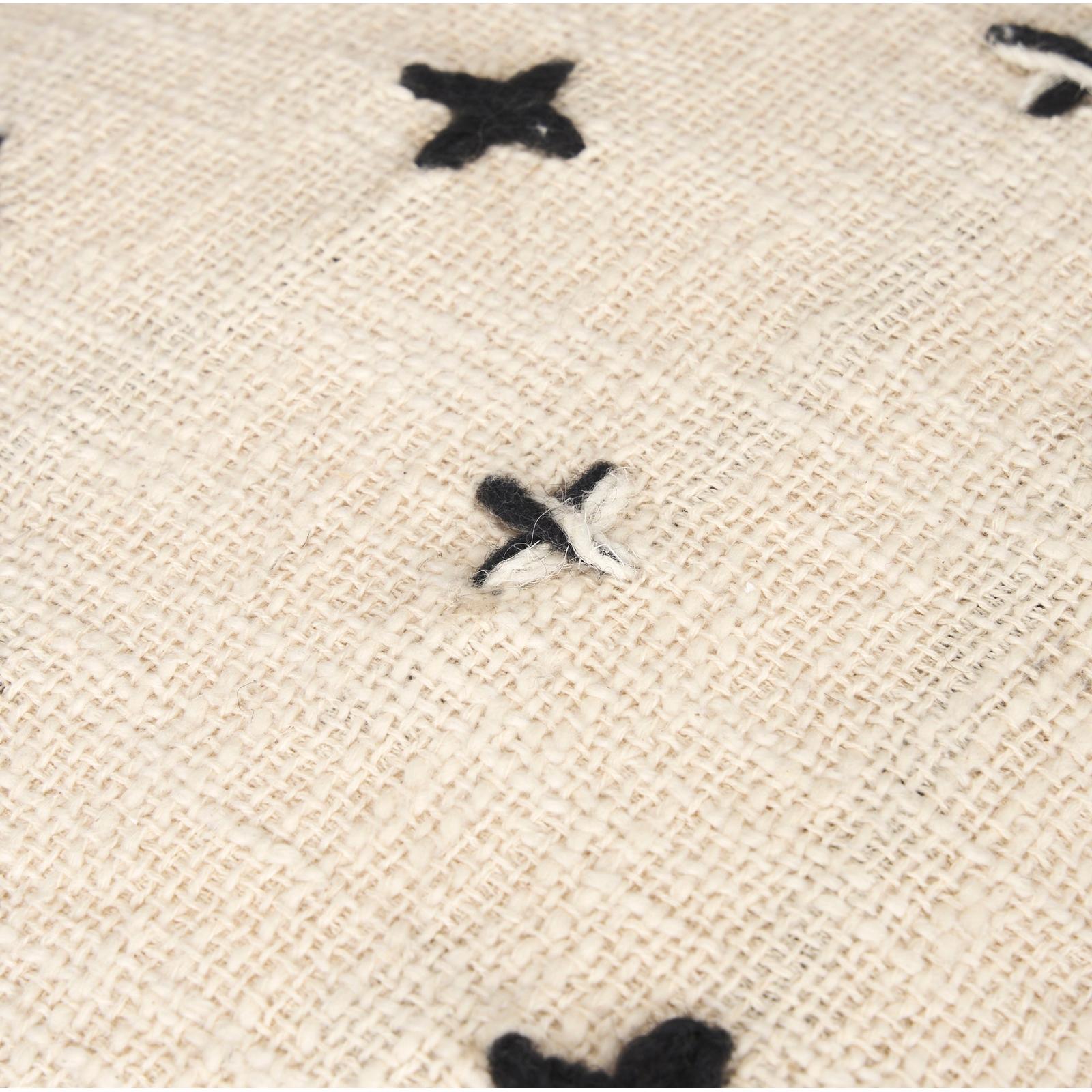Mercana Saanvi Wool w/ Cream and Black Stitched Cross Patterned Pouf Clearance