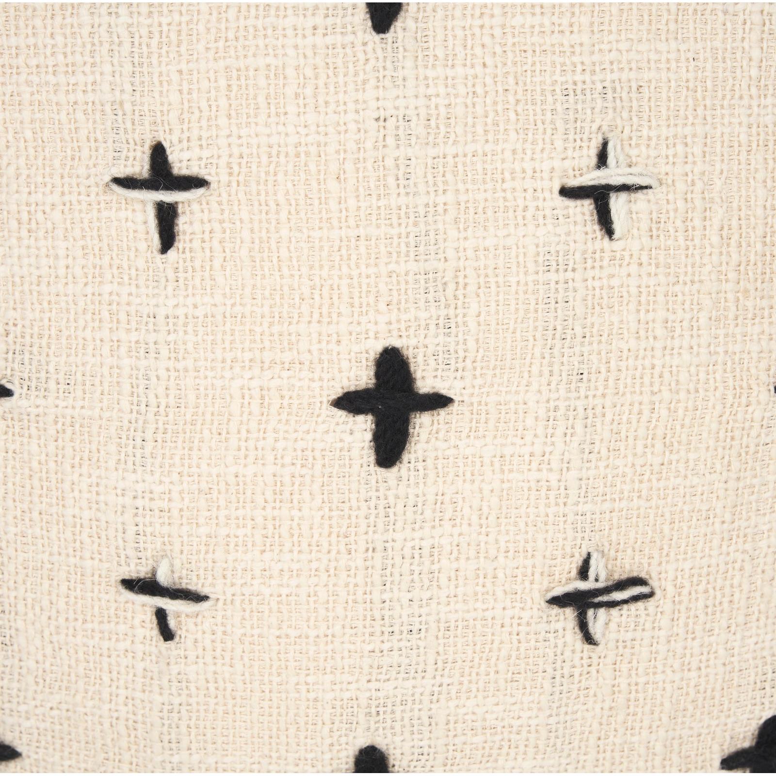 Mercana Saanvi Wool w/ Cream and Black Stitched Cross Patterned Pouf Clearance