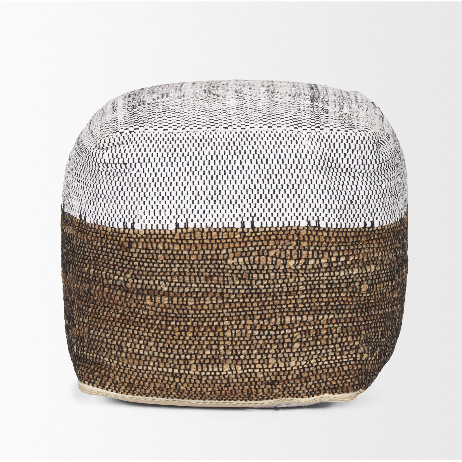 Mercana Samiya Jute w/ White Cotton Pouf Clearance