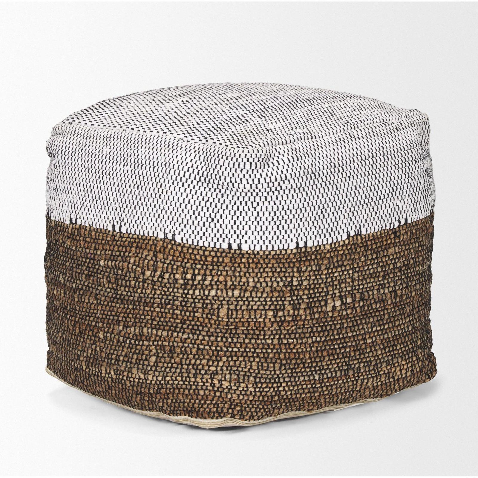 Mercana Samiya Jute w/ White Cotton Pouf Clearance