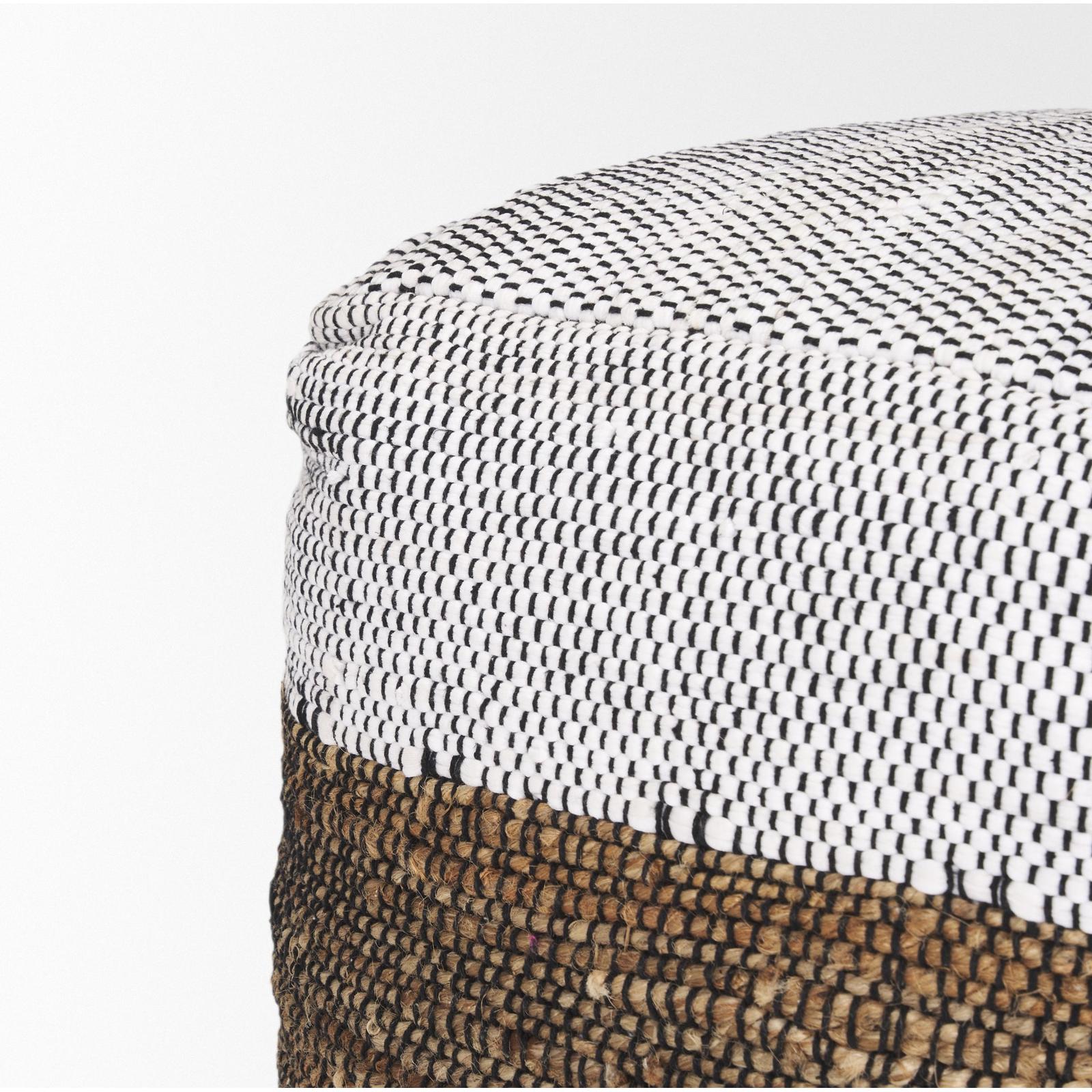 Mercana Samiya Jute w/ White Cotton Pouf Clearance