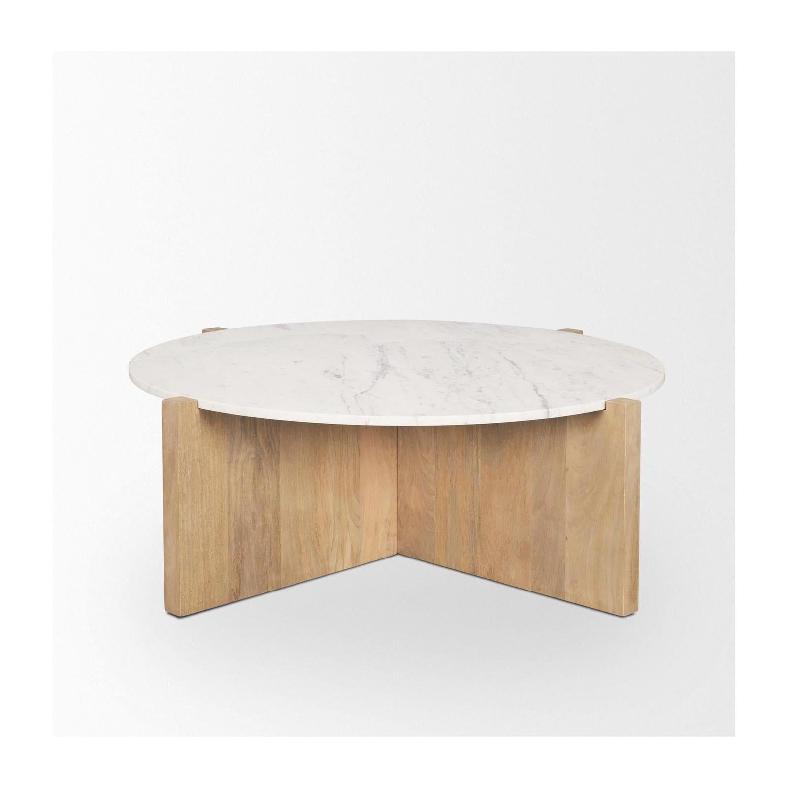 Mercana Bianca Wood w/ Marble Round Top Coffee Table
