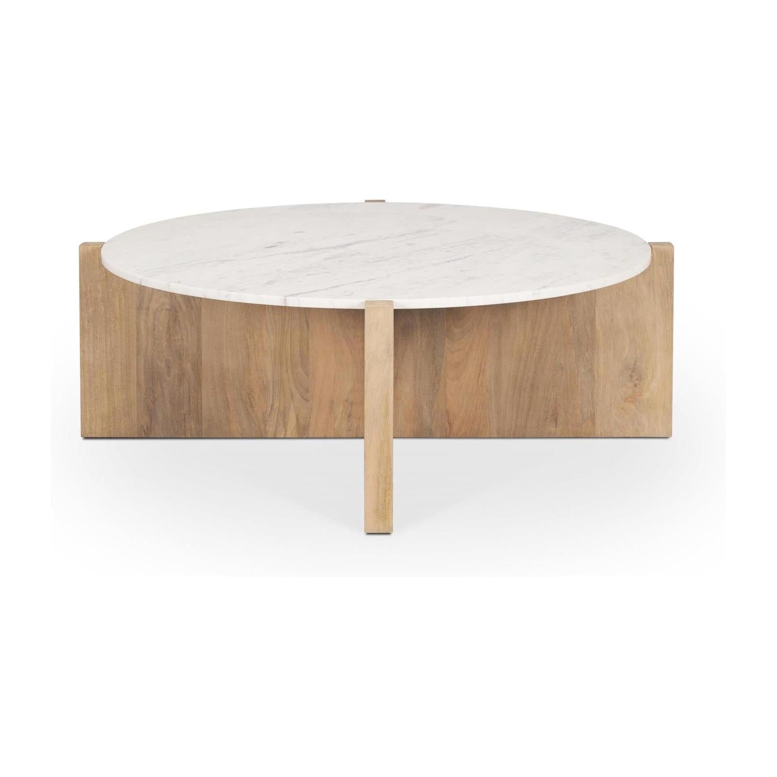 Mercana Bianca Wood w/ Marble Round Top Coffee Table