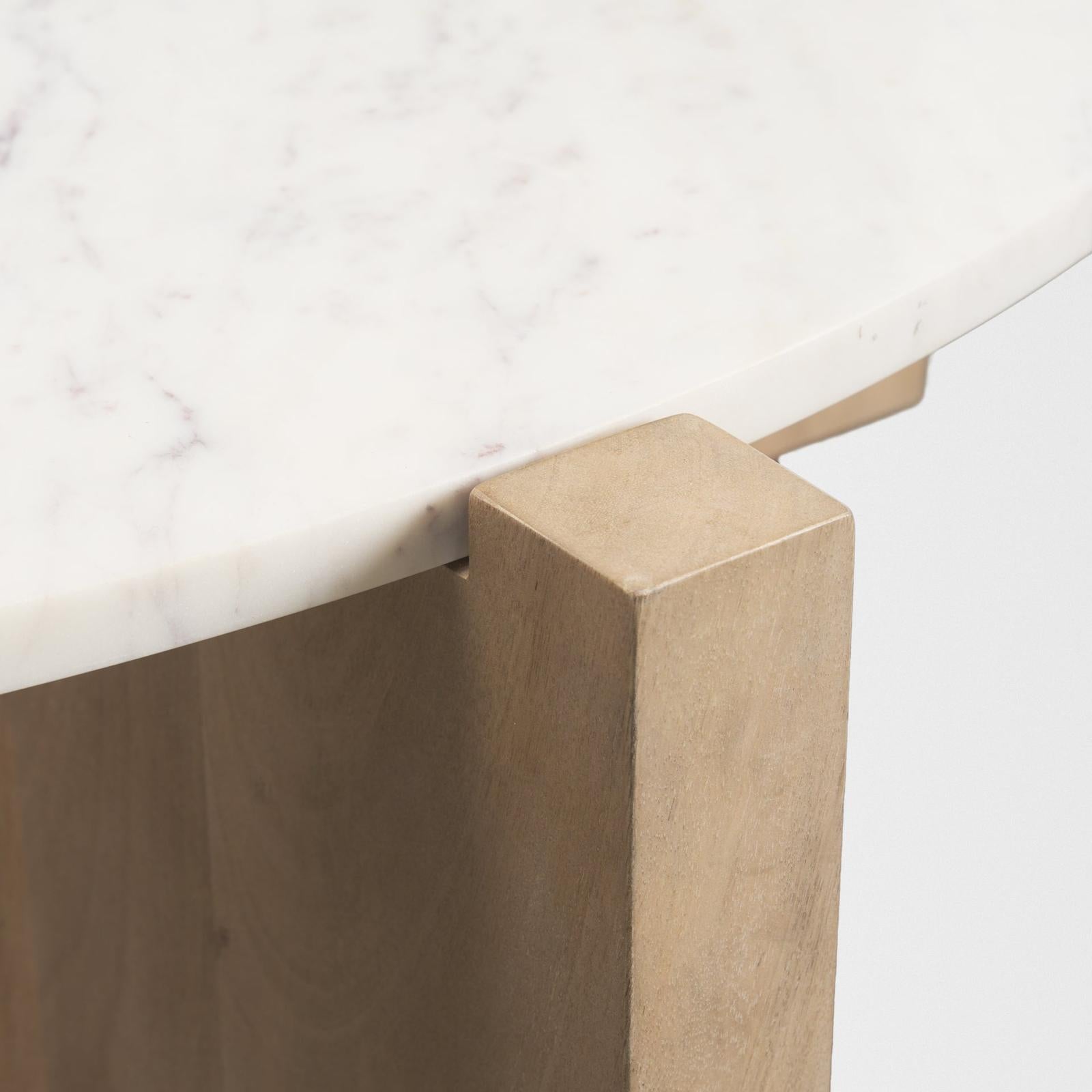 Mercana Bianca Wood w/ Marble Round Top Coffee Table