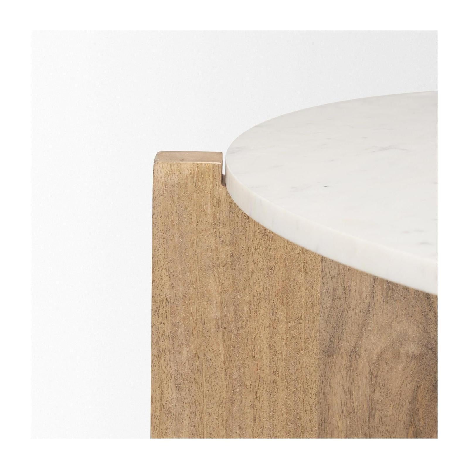 Mercana Bianca Wood w/ Marble Round Top Coffee Table