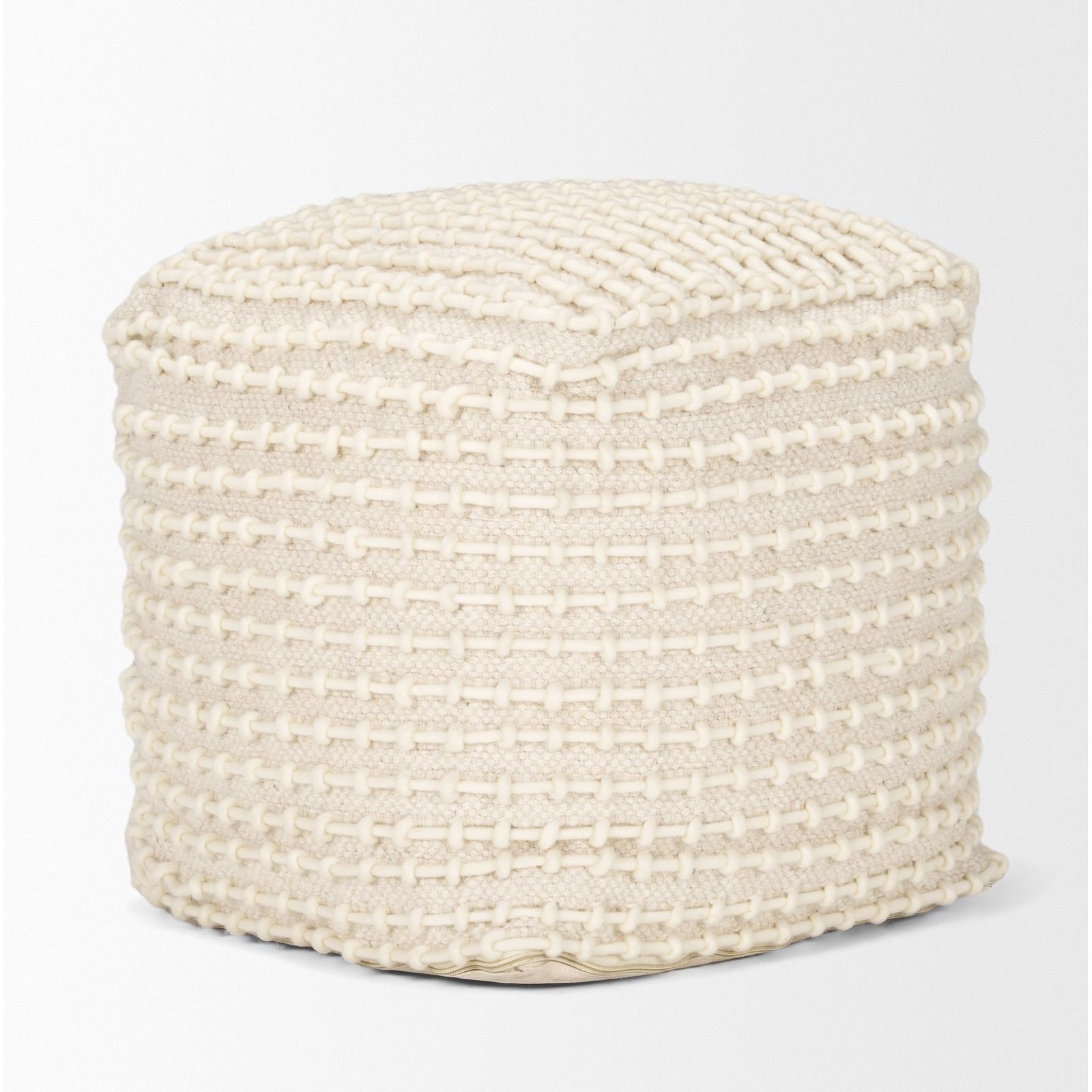 Mercana Sakaye Beige w/ Cream Stitched Patterned Pouf