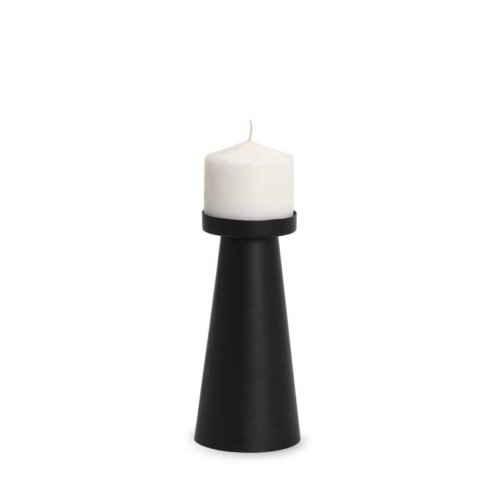 Mercana Quadir Matte Black Metal Candle Holder