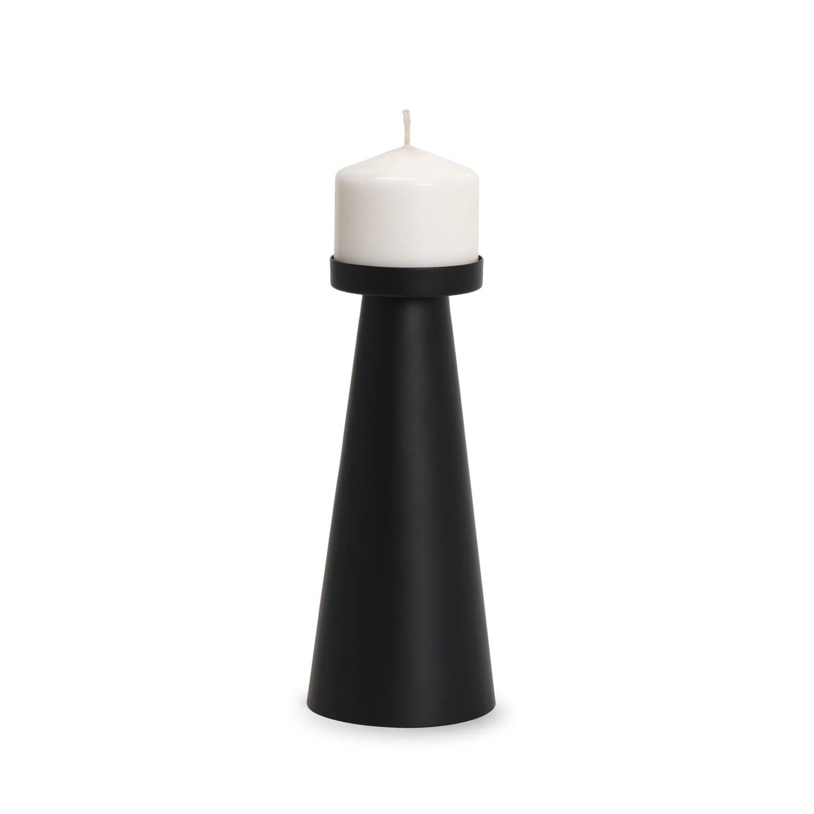 Mercana Quadir Matte Black Metal Candle Holder