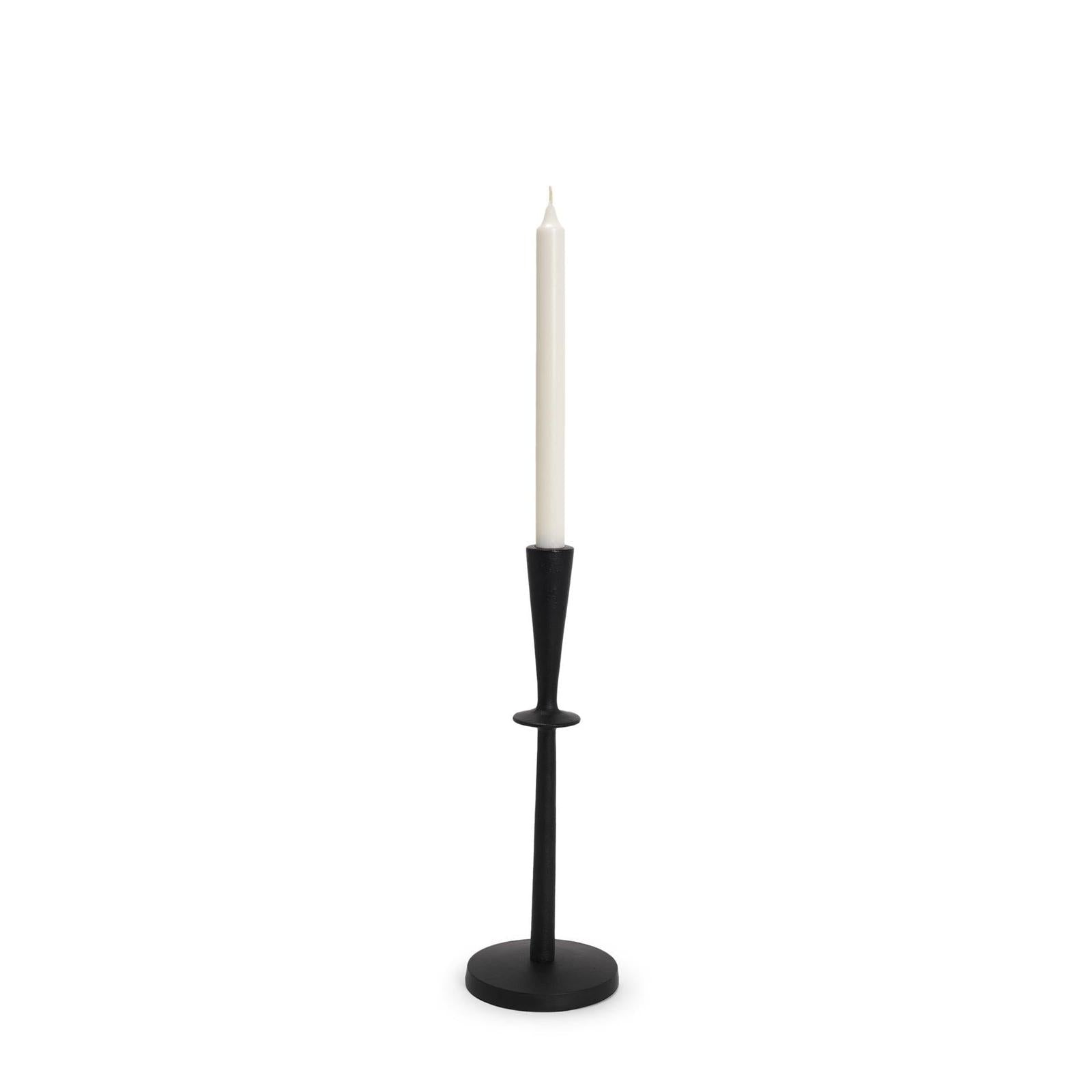 Mercana Qwin Matte Black Cast Aluminum Candle Holder