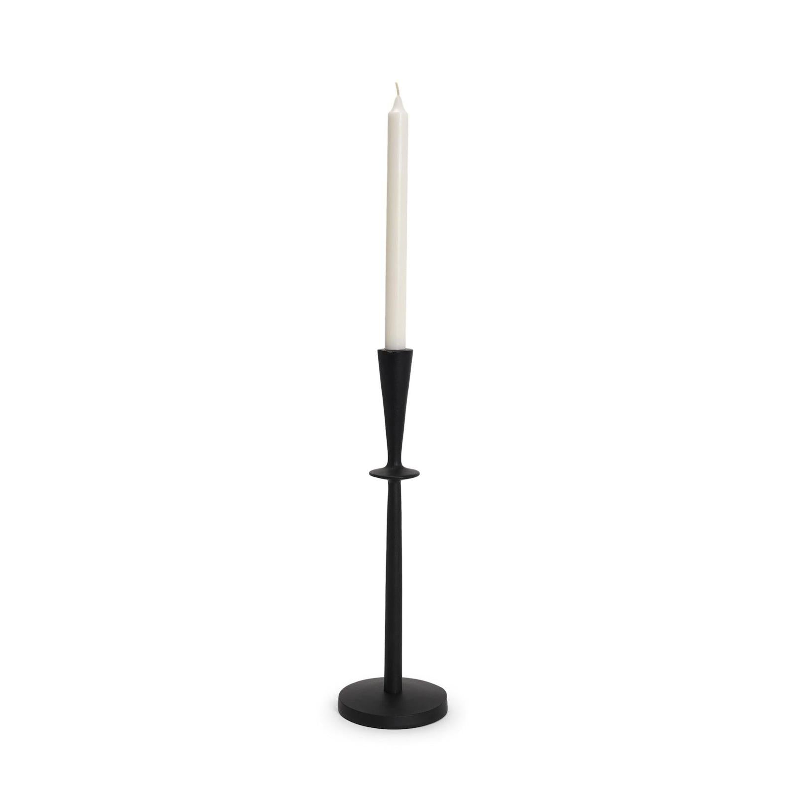 Mercana Qwin Matte Black Cast Aluminum Candle Holder