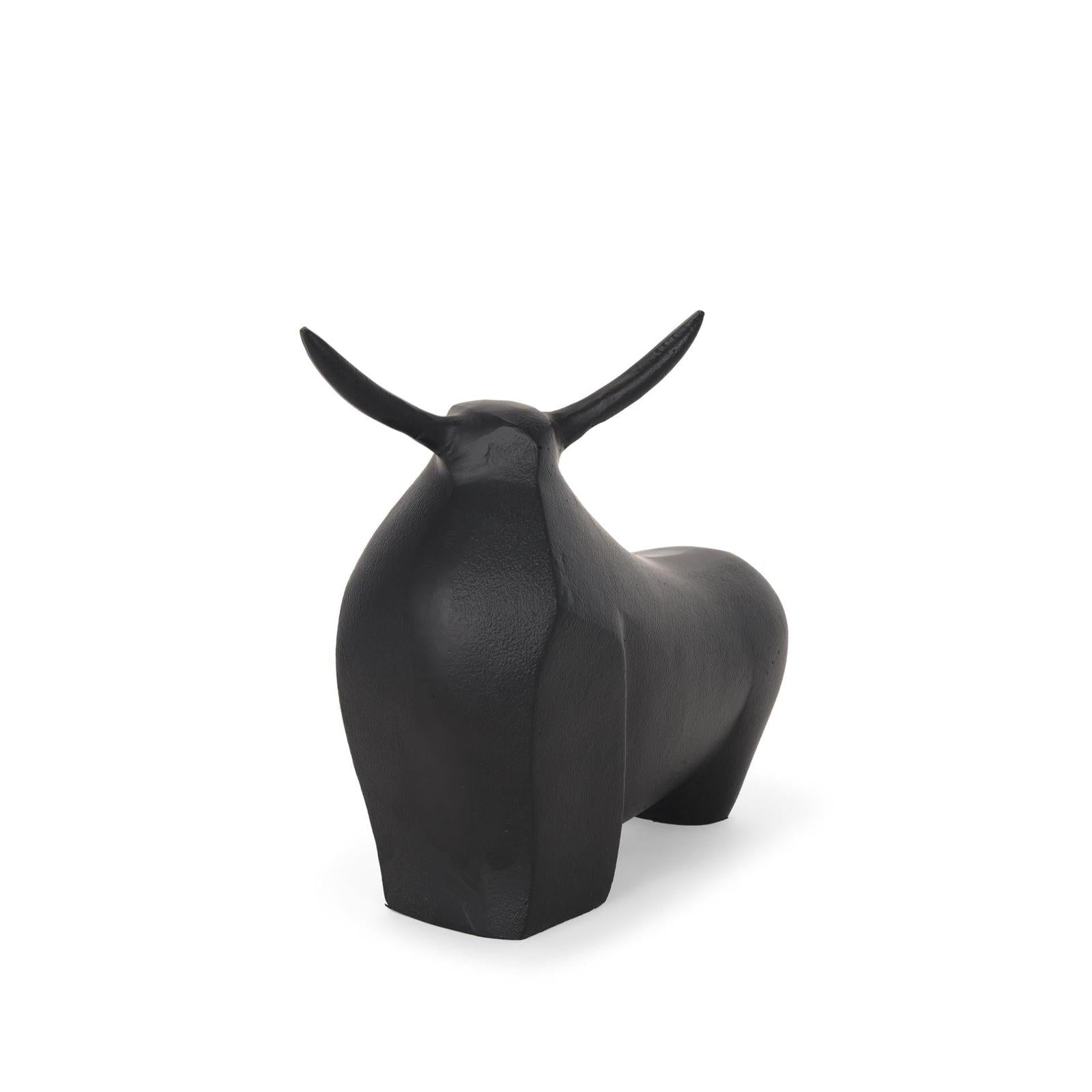 Mercana Radu Matte Black Metal Bull Decorative Object