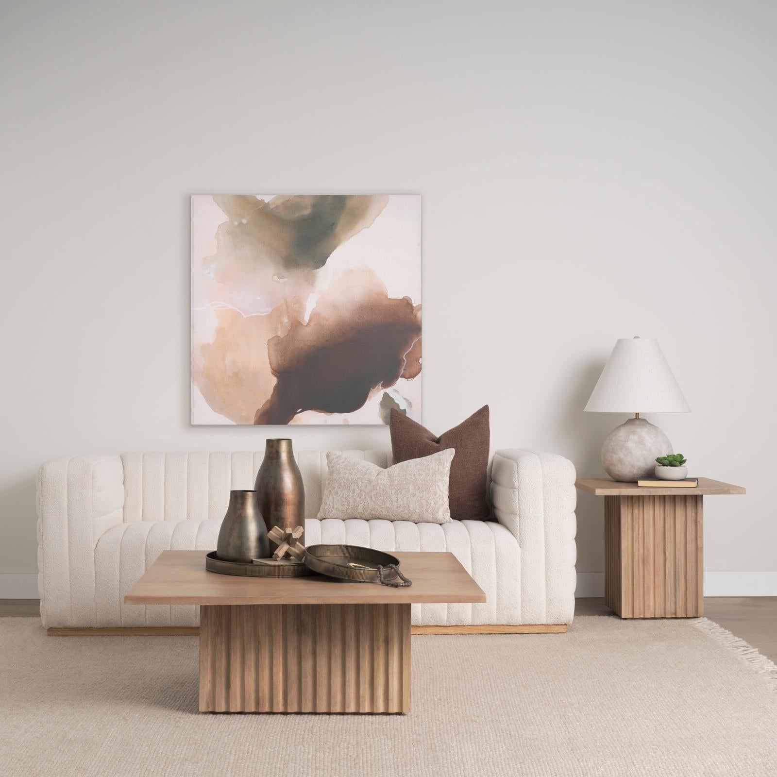 Mercana June Light Brown Wood w/ Fluting Square Side Table