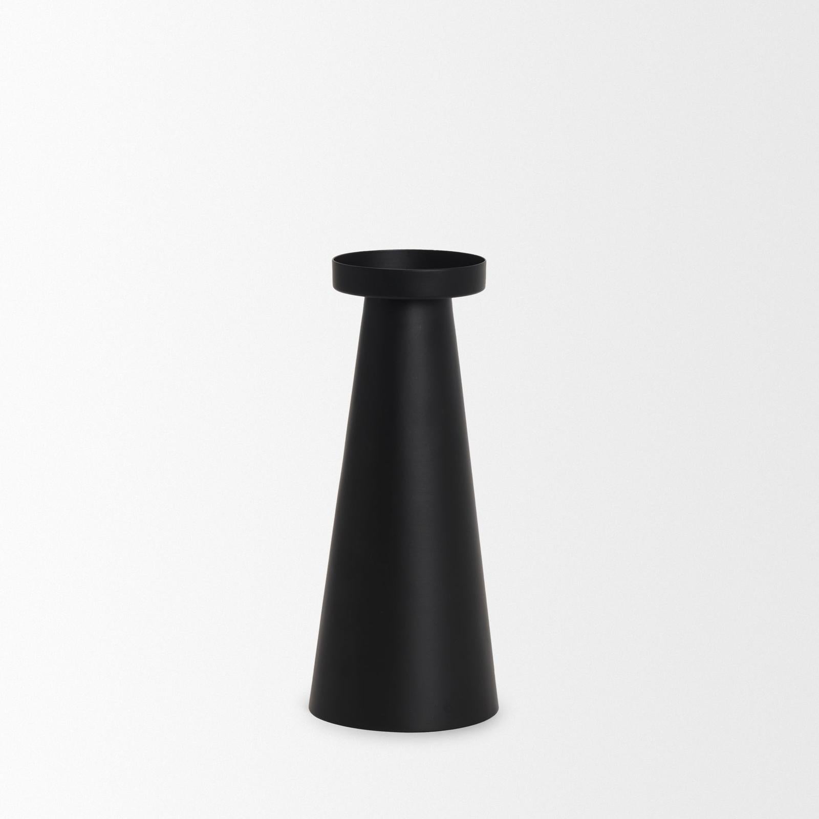 Mercana Quadir Matte Black Metal Candle Holder