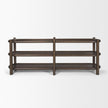 Mercana Romi Dark Brown Wood w/ 3 Shelves Oval Console Table TOP