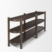 Mercana Romi Dark Brown Wood w/ 3 Shelves Oval Console Table TOP