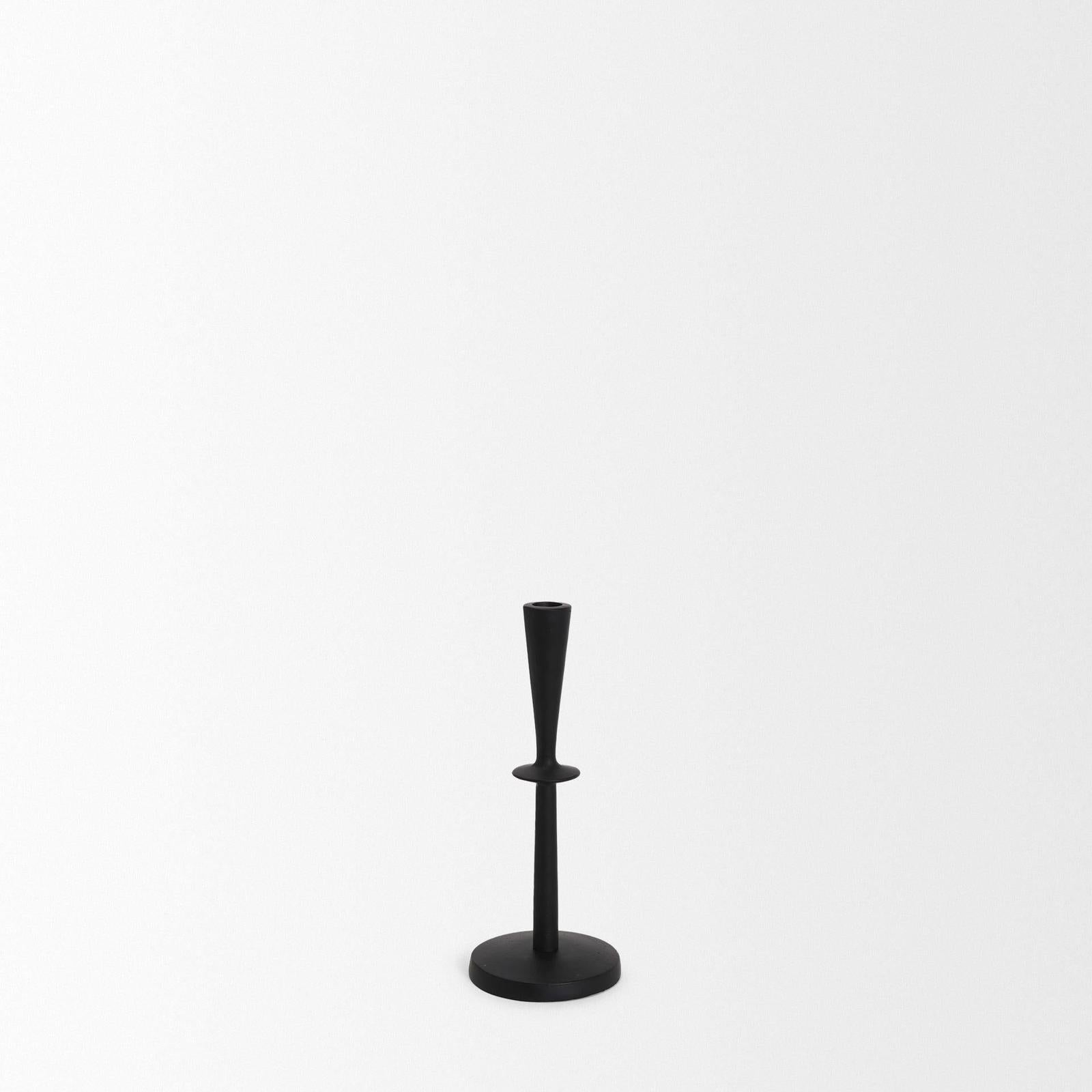 Mercana Qwin Matte Black Cast Aluminum Candle Holder