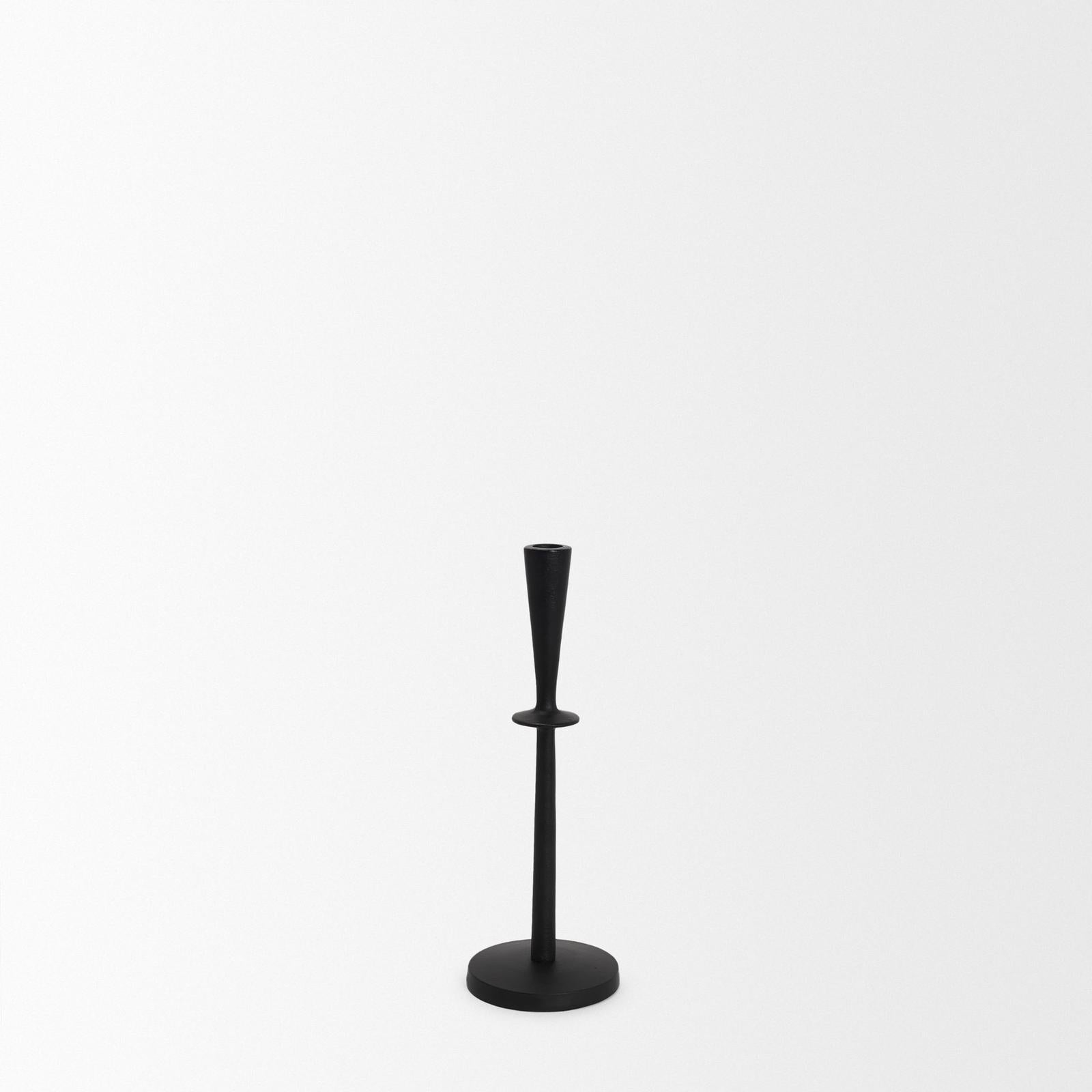 Mercana Qwin Matte Black Cast Aluminum Candle Holder