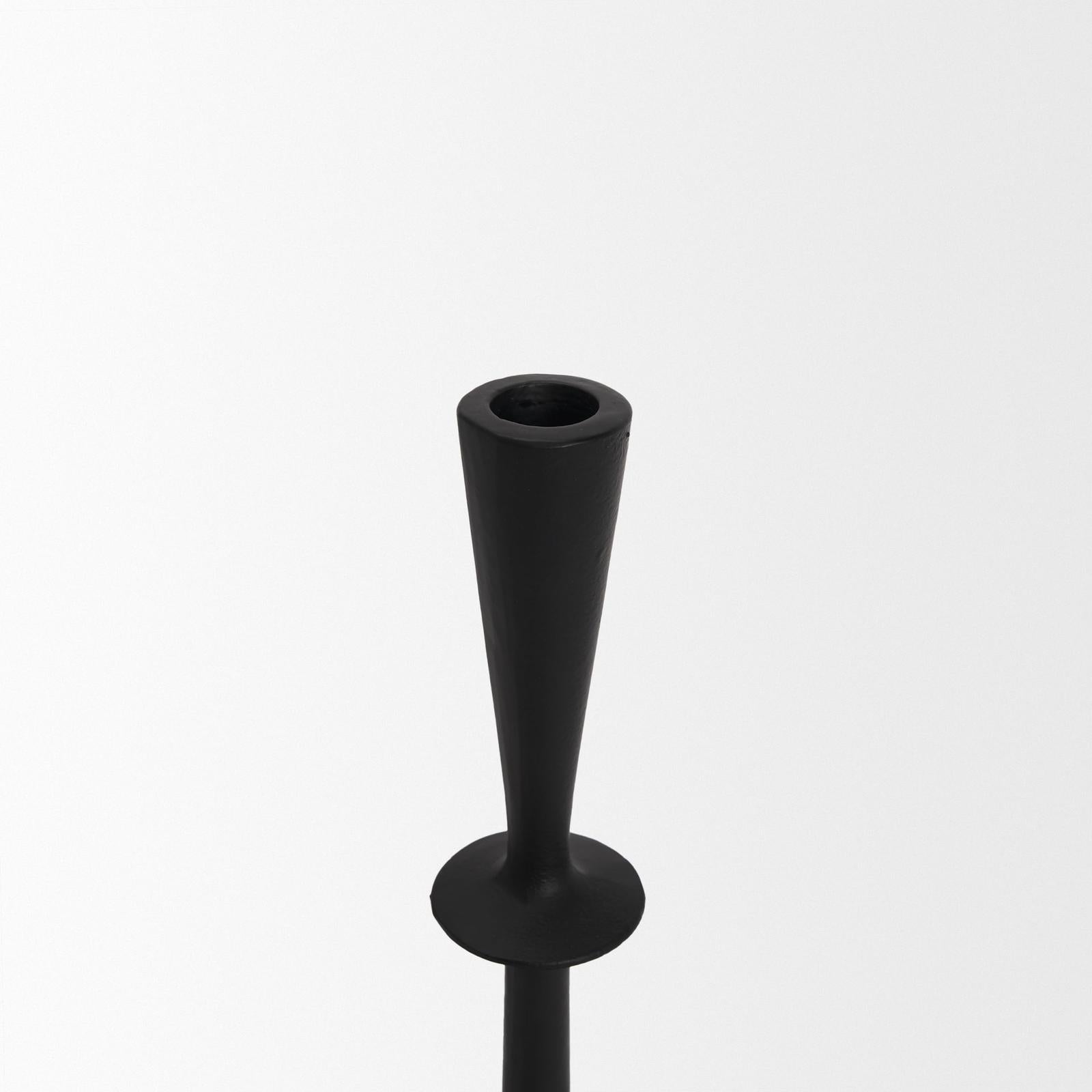 Mercana Qwin Matte Black Cast Aluminum Candle Holder