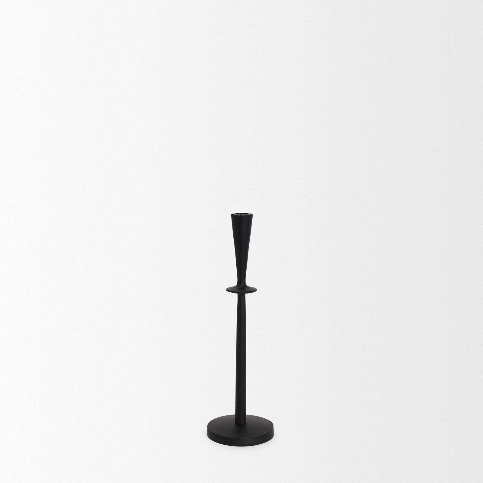 Mercana Qwin Matte Black Cast Aluminum Candle Holder