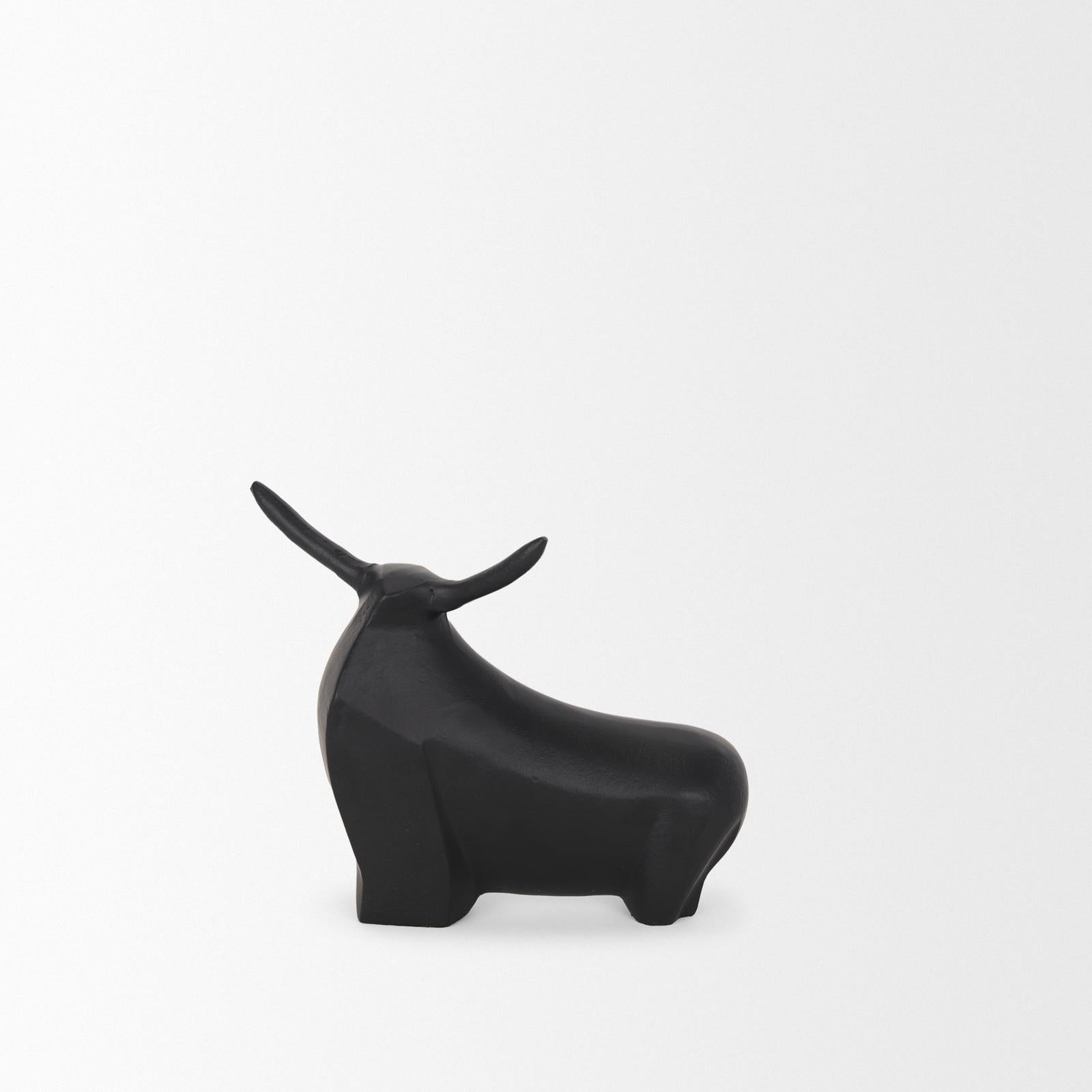 Mercana Radu Matte Black Metal Bull Decorative Object