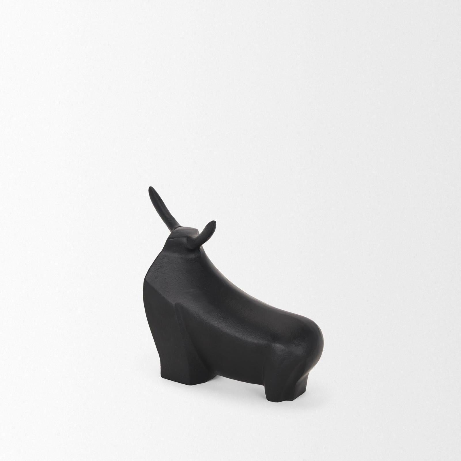 Mercana Radu Matte Black Metal Bull Decorative Object