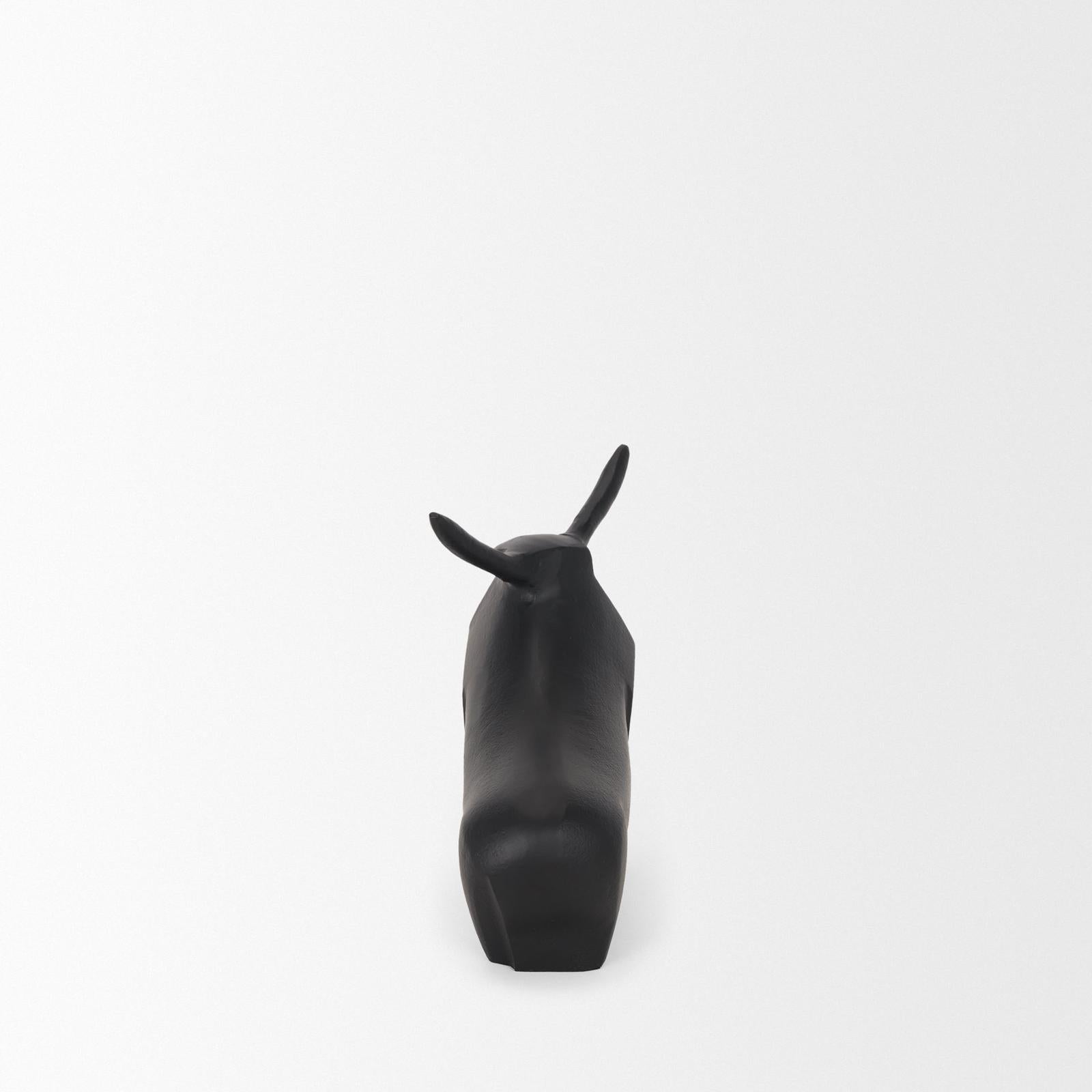 Mercana Radu Matte Black Metal Bull Decorative Object