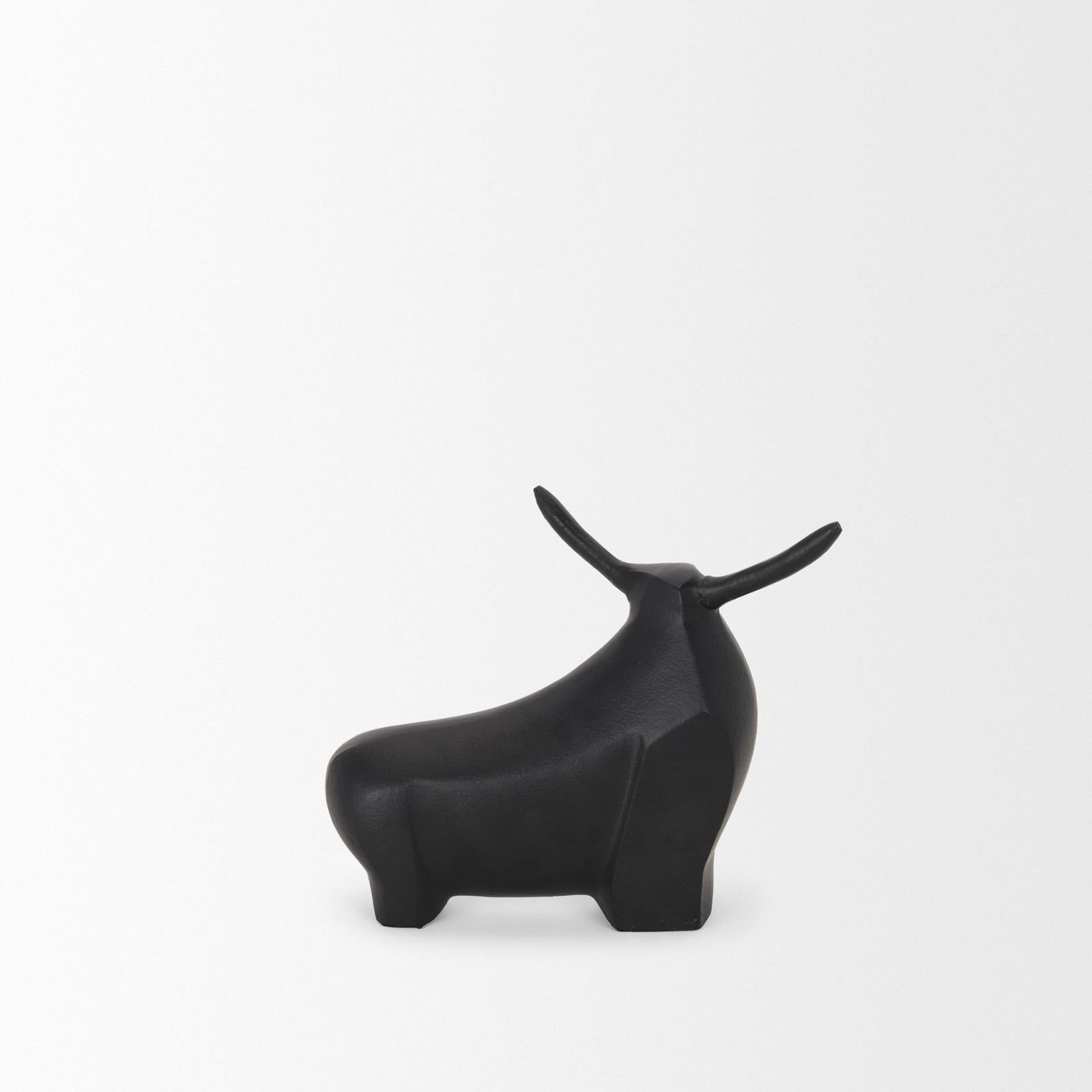 Mercana Radu Matte Black Metal Bull Decorative Object