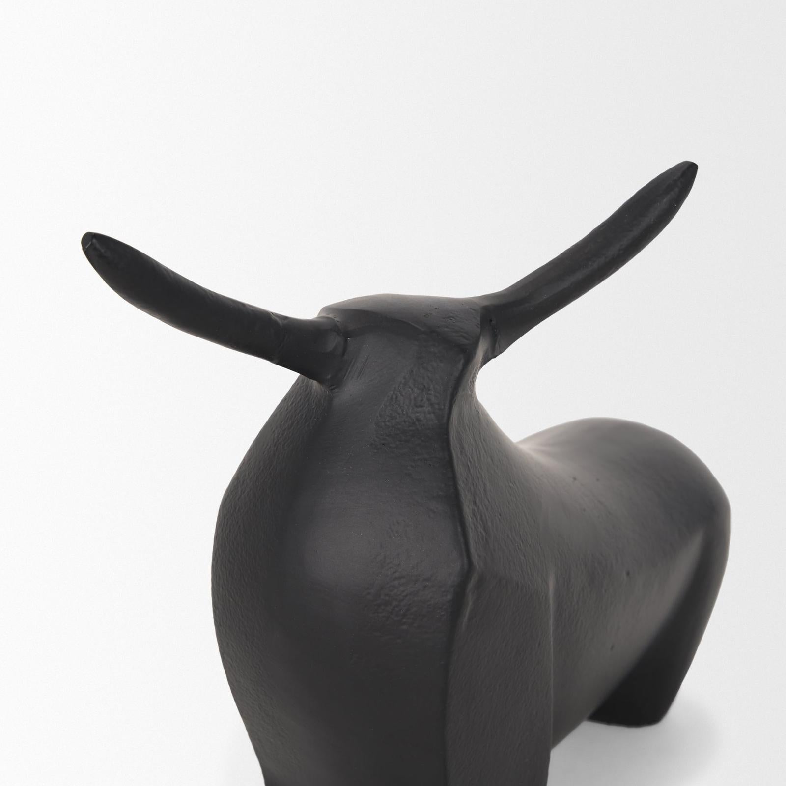 Mercana Radu Matte Black Metal Bull Decorative Object