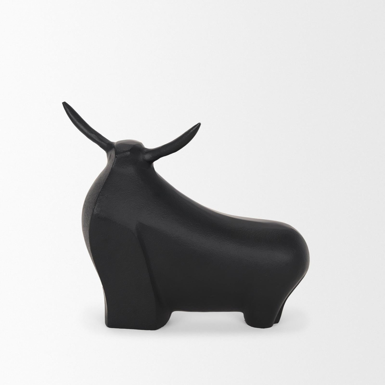 Mercana Radu Matte Black Metal Bull Decorative Object
