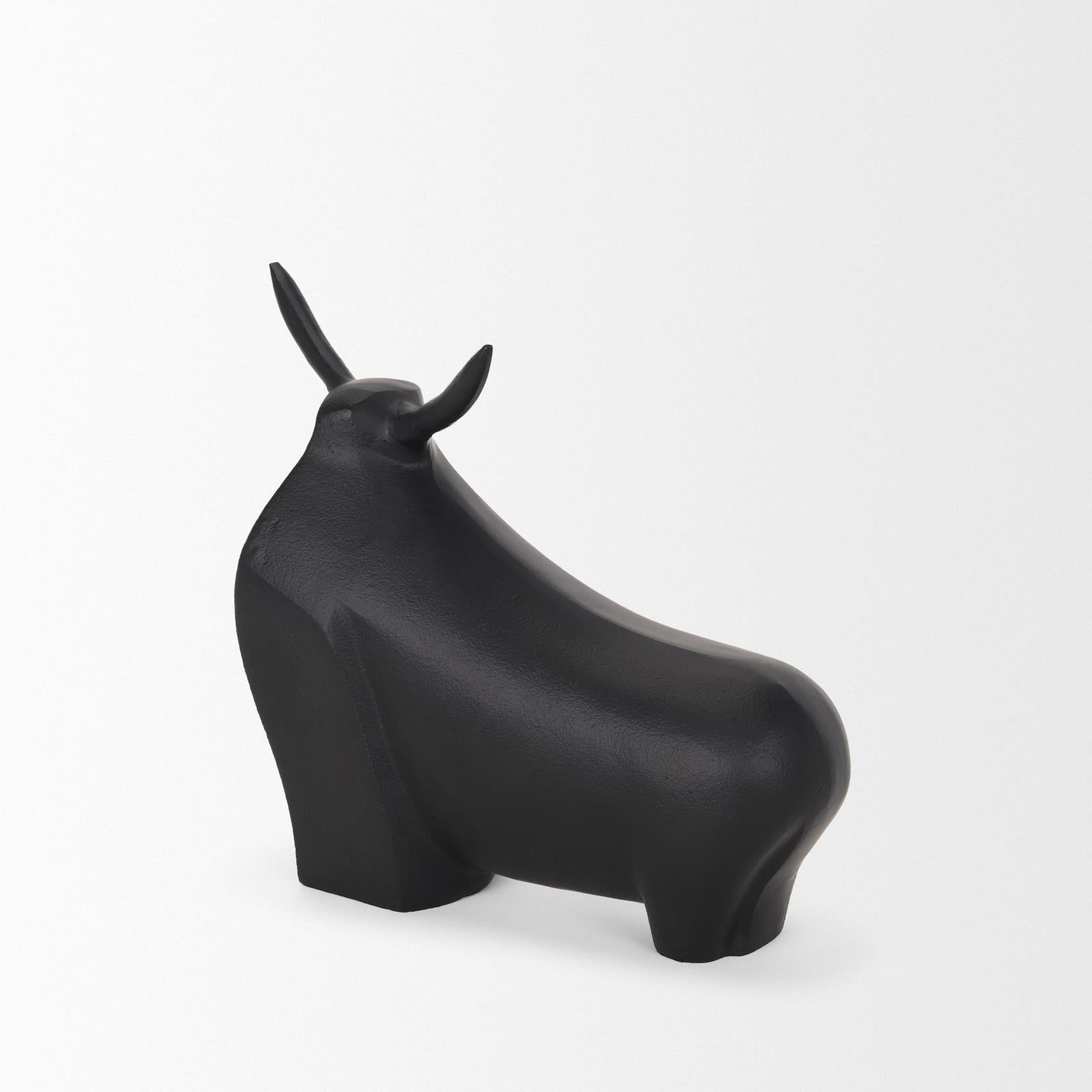 Mercana Radu Matte Black Metal Bull Decorative Object